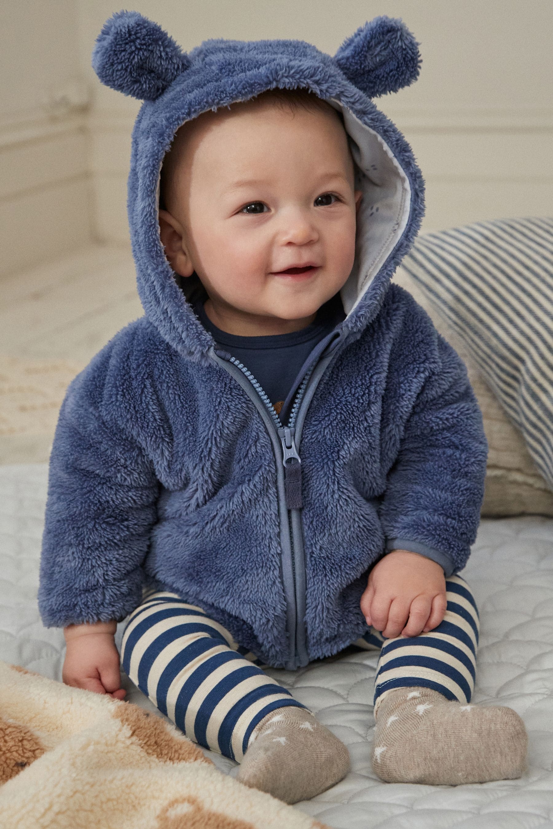 Navy Baby Cosy Fleece Jacket with 3d Ears (0mths-2yrs)