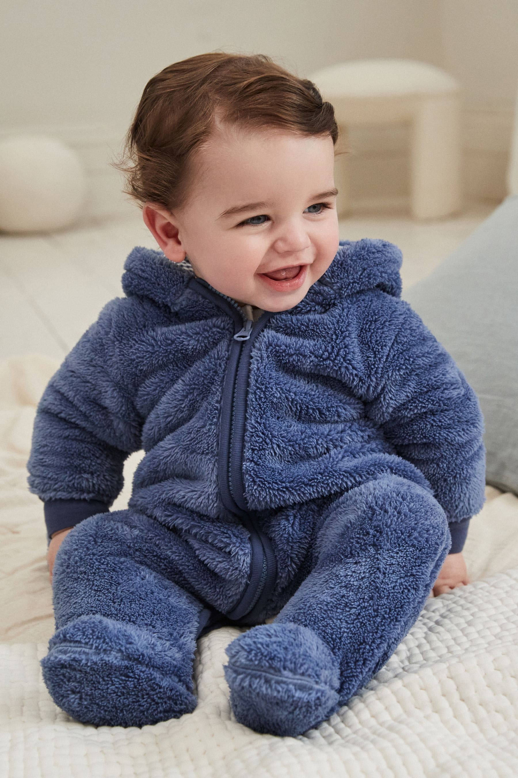 Navy Baby Cosy Fleece All In One (0mths-2yrs)