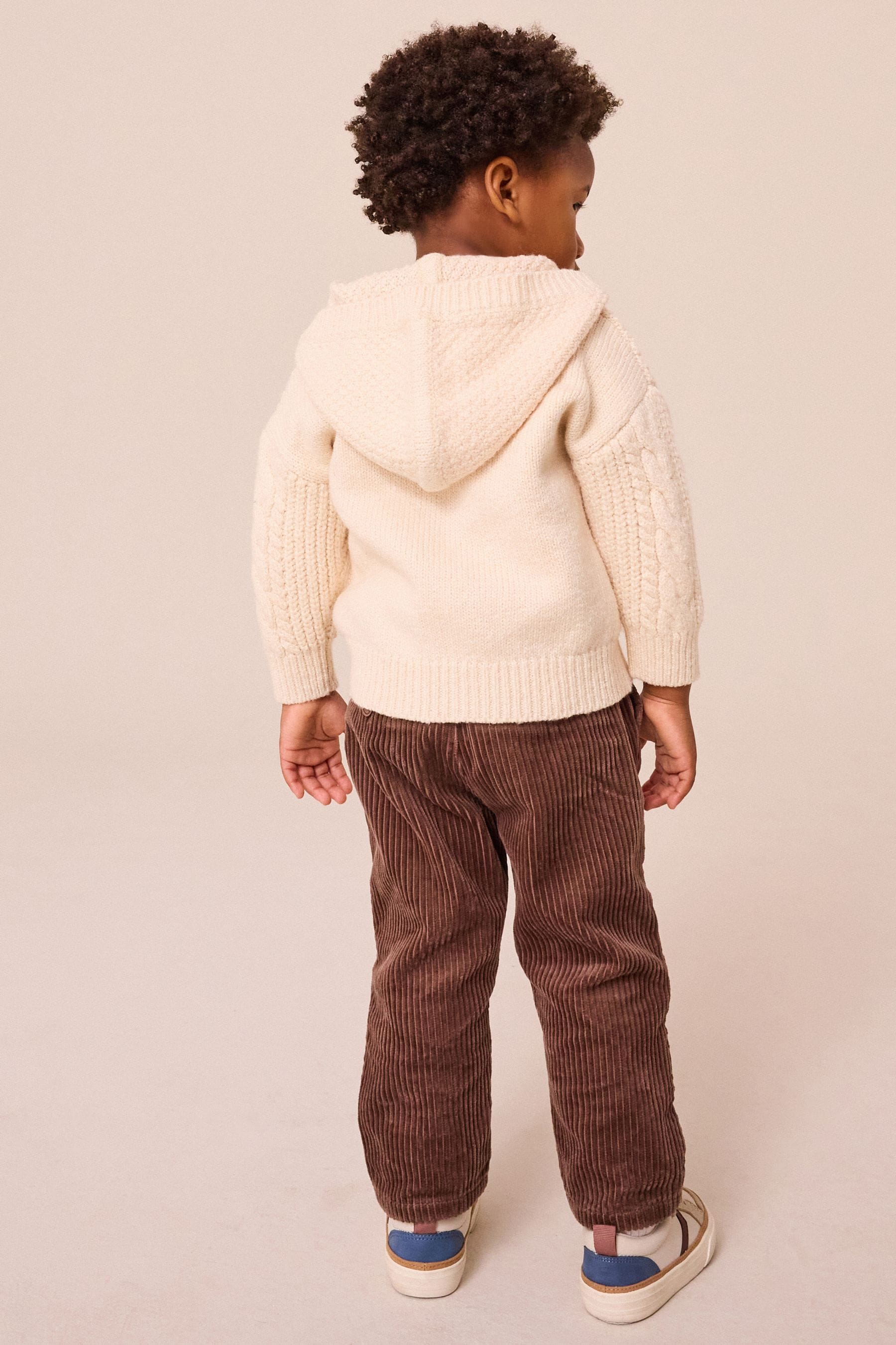 Ecru Cable Knit Zip Through Cardigan (3mths-7yrs)