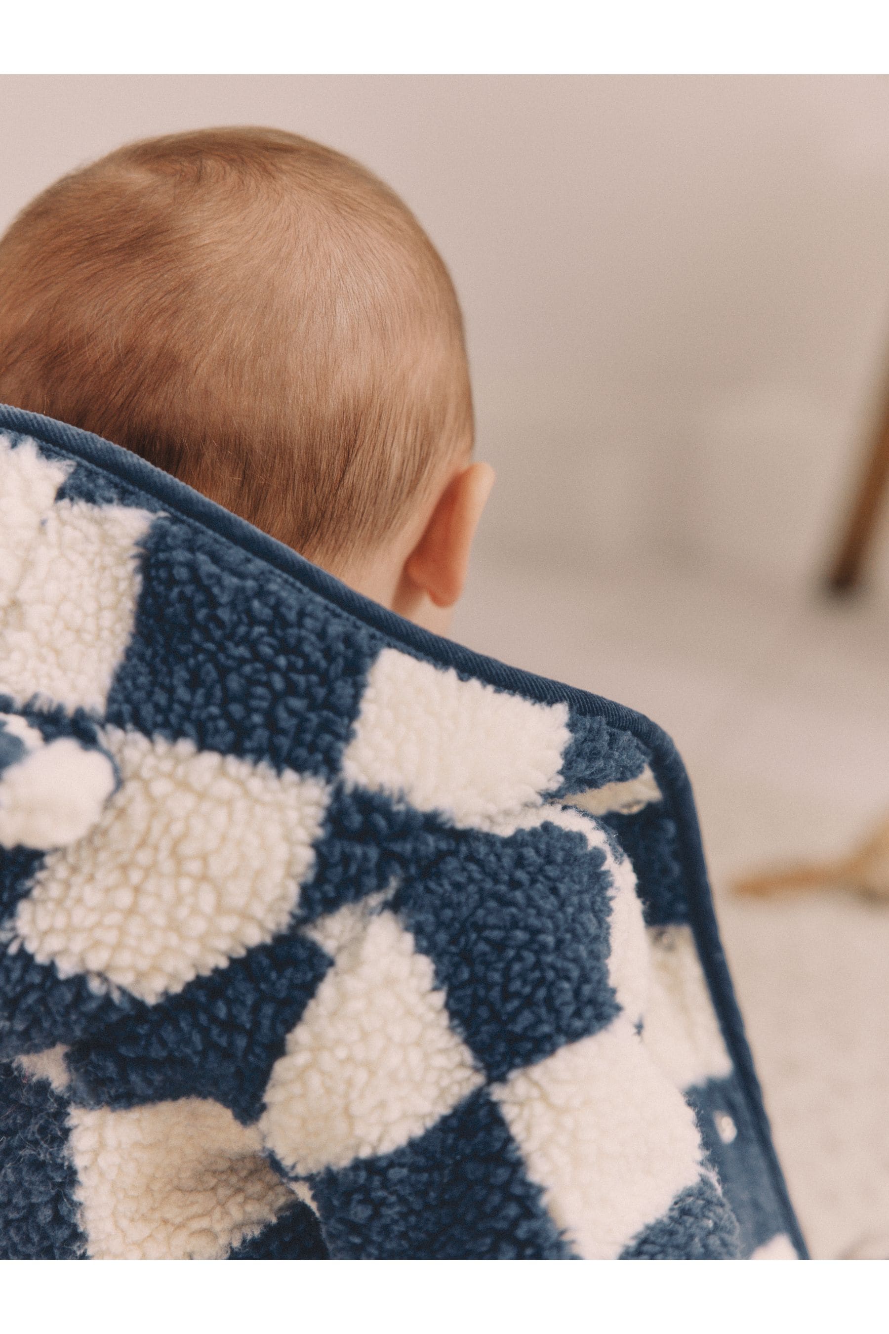 Navy Checkerboard Baby Borg Fleece Jacket (0mths-2yrs)