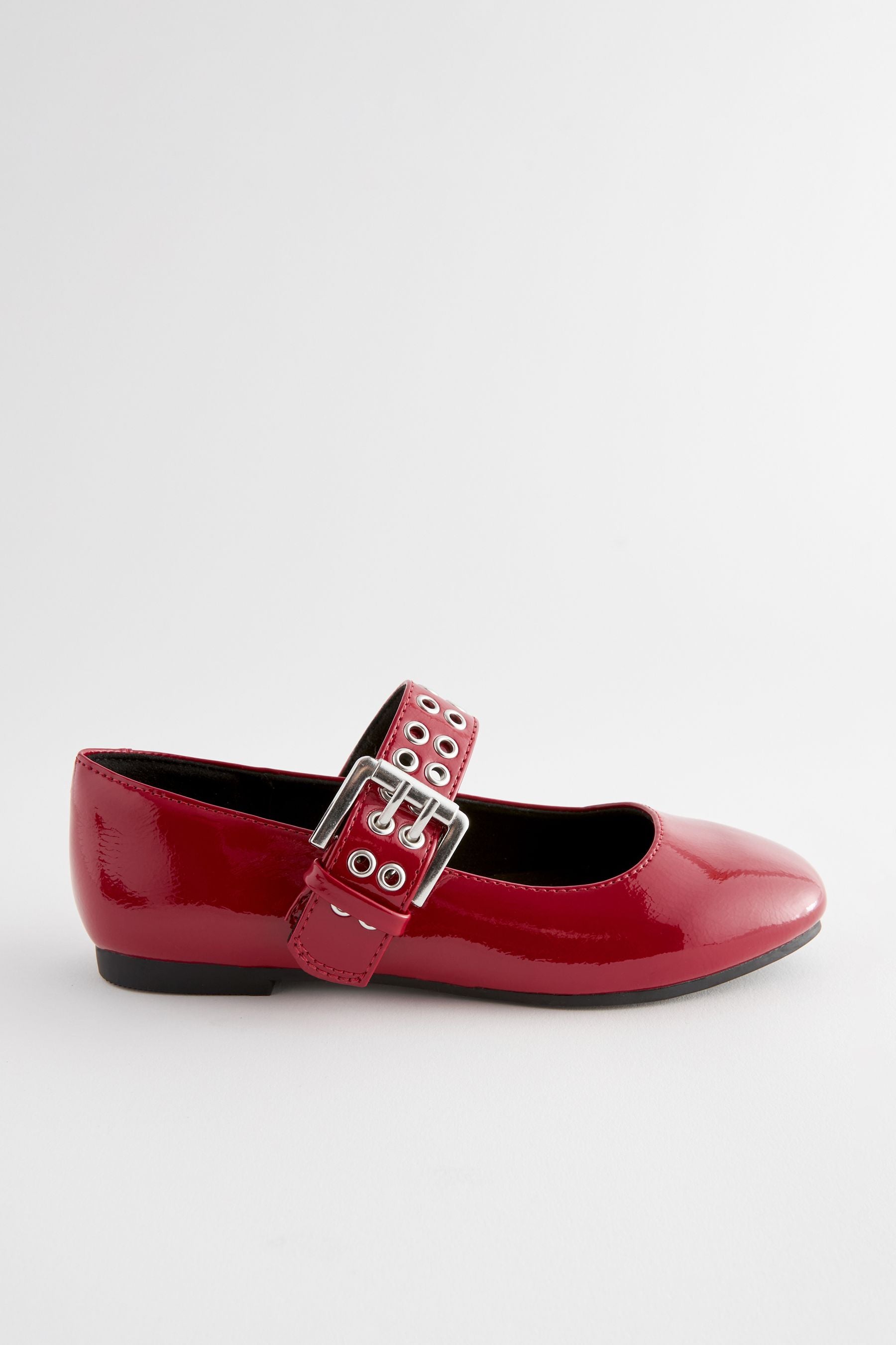 Red Stud Strap Mary Jane Shoes