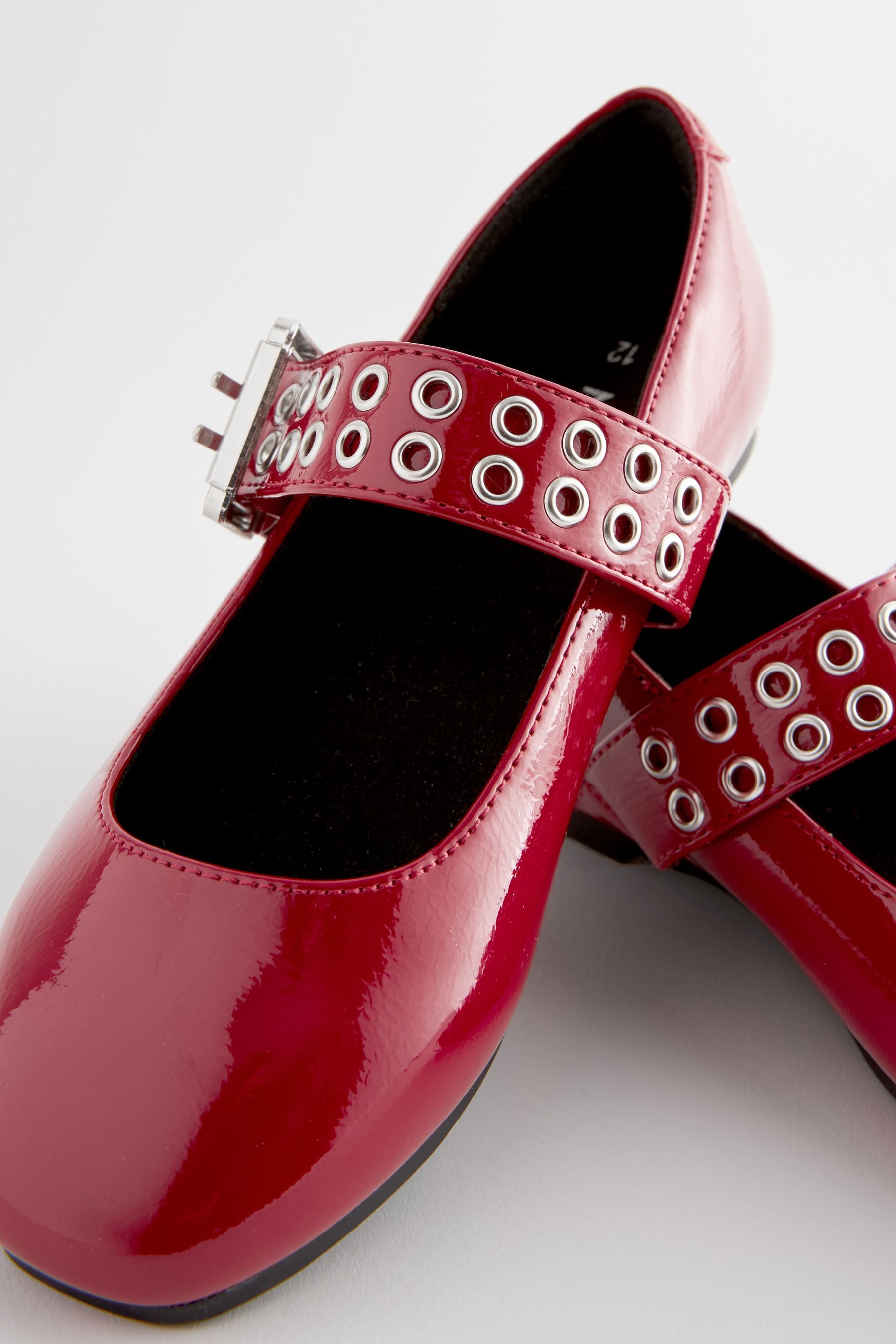 Red Stud Strap Mary Jane Shoes