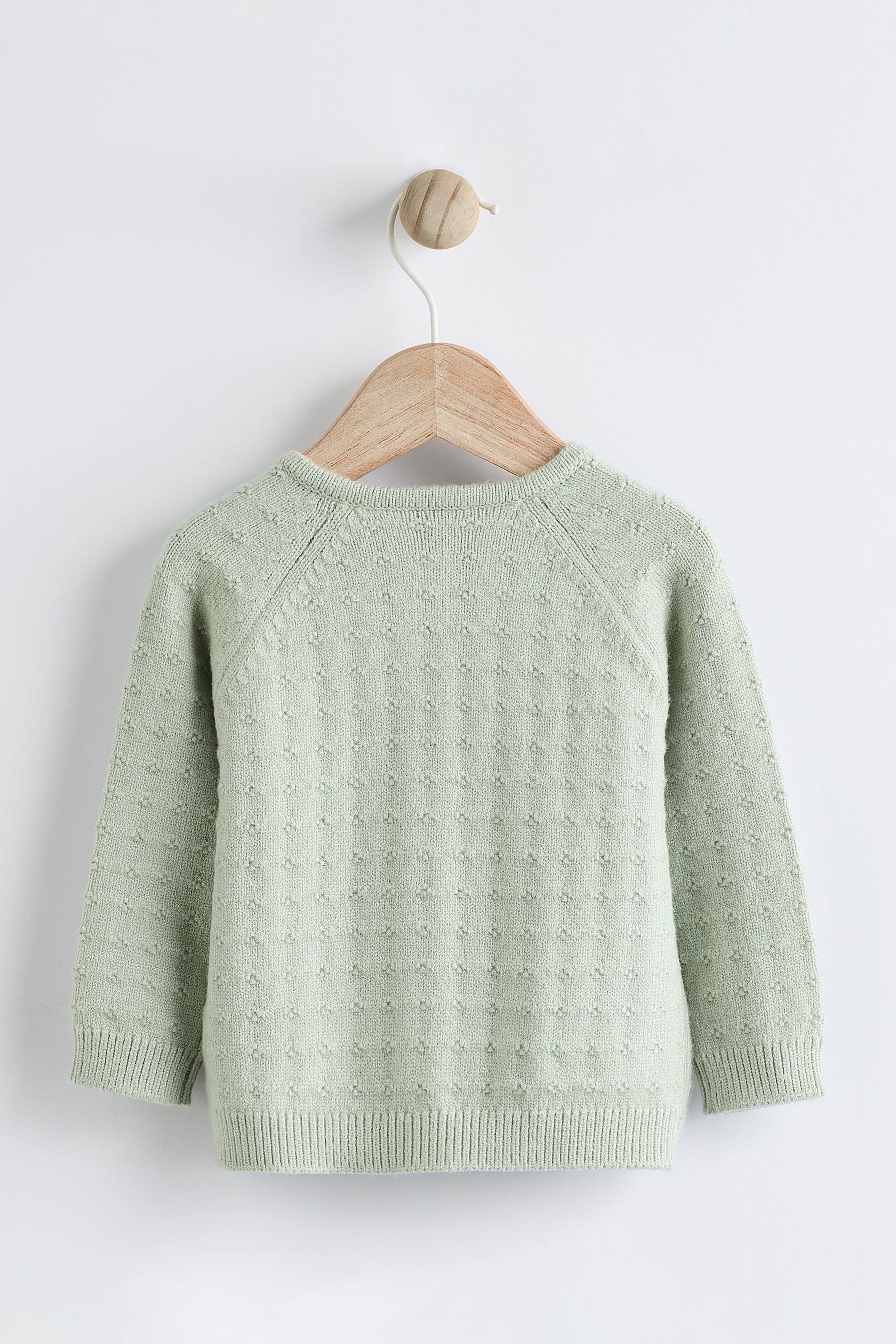 Sage Green Fairy Embroidered Baby Knitted Cardigan (0mths-3yrs)