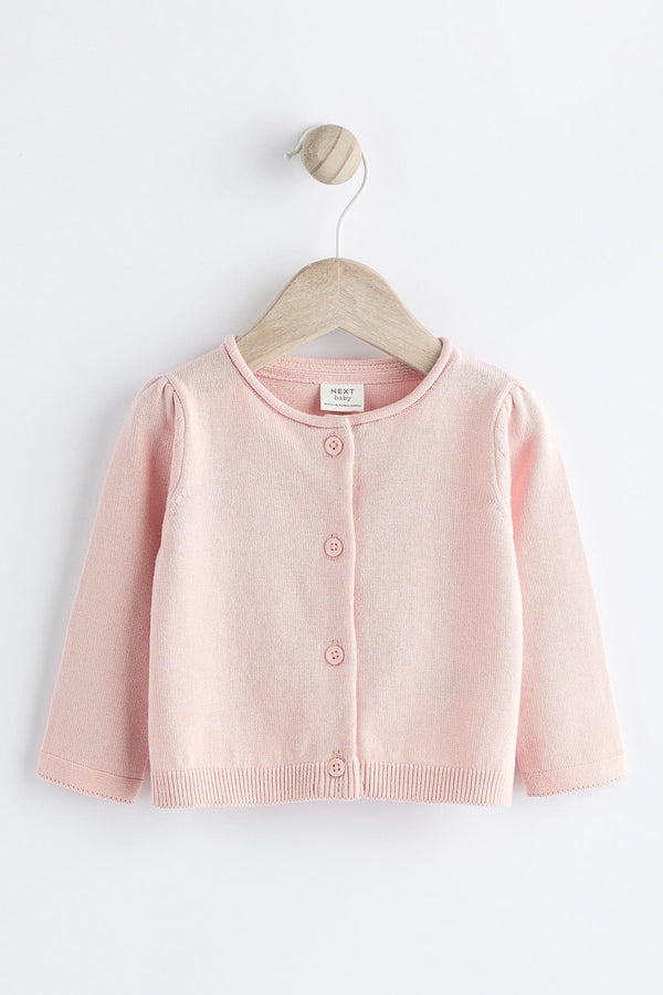 Pink Baby 100% Cotton Knitted Cardigan (0mths-2yrs)