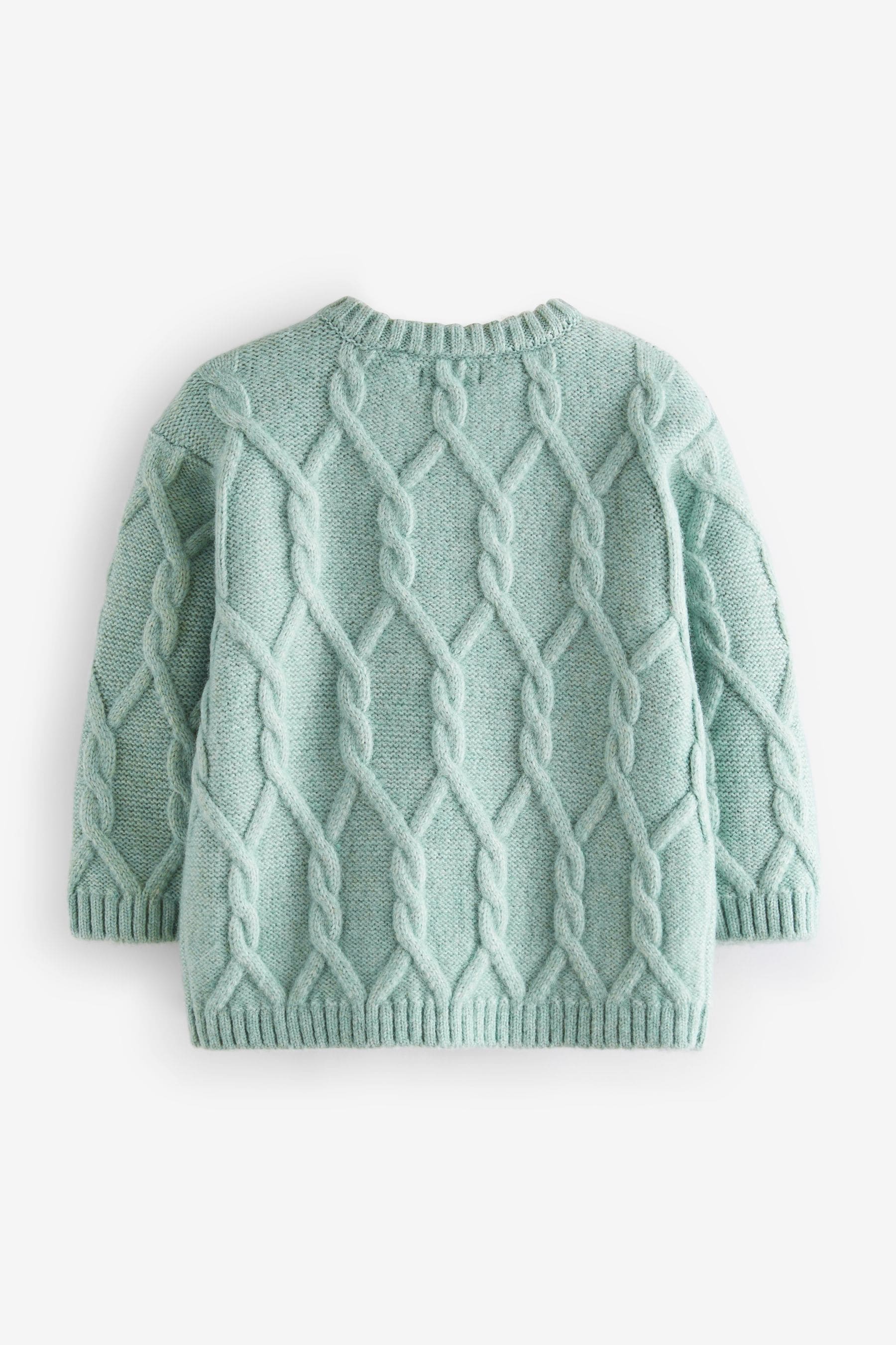 Mineral Green Cable Knit Crew Neck Jumper (3mths-7yrs)