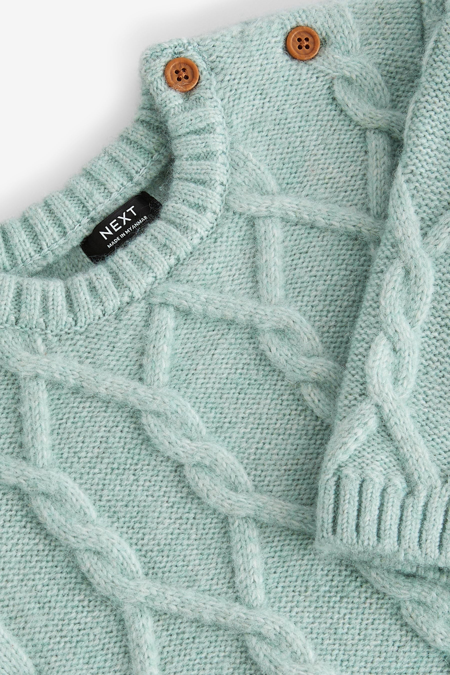 Mineral Green Cable Knit Crew Neck Jumper (3mths-7yrs)