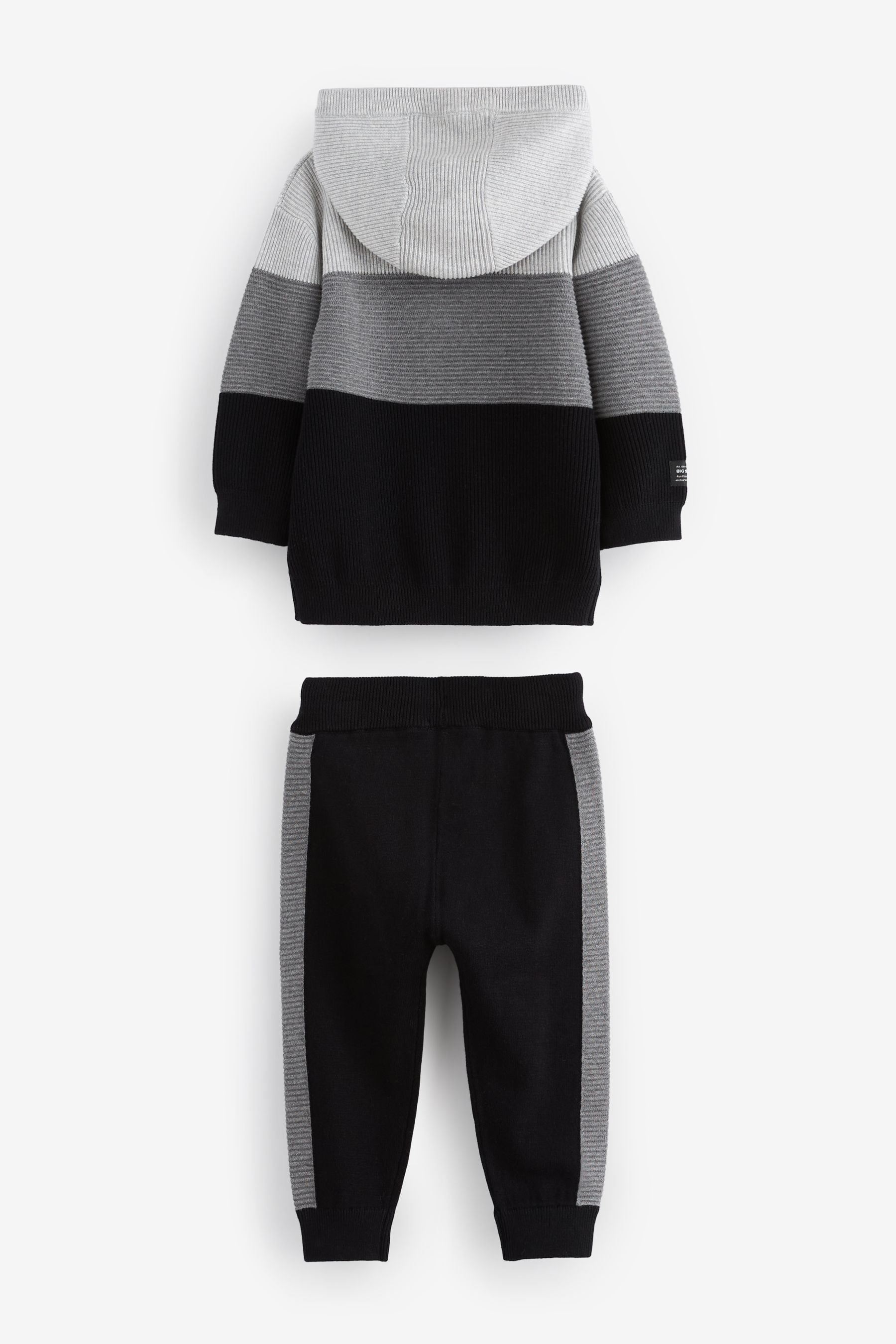 Black/Grey Knitted Textured Hoodie and Joggers Set (3mths-7yrs)