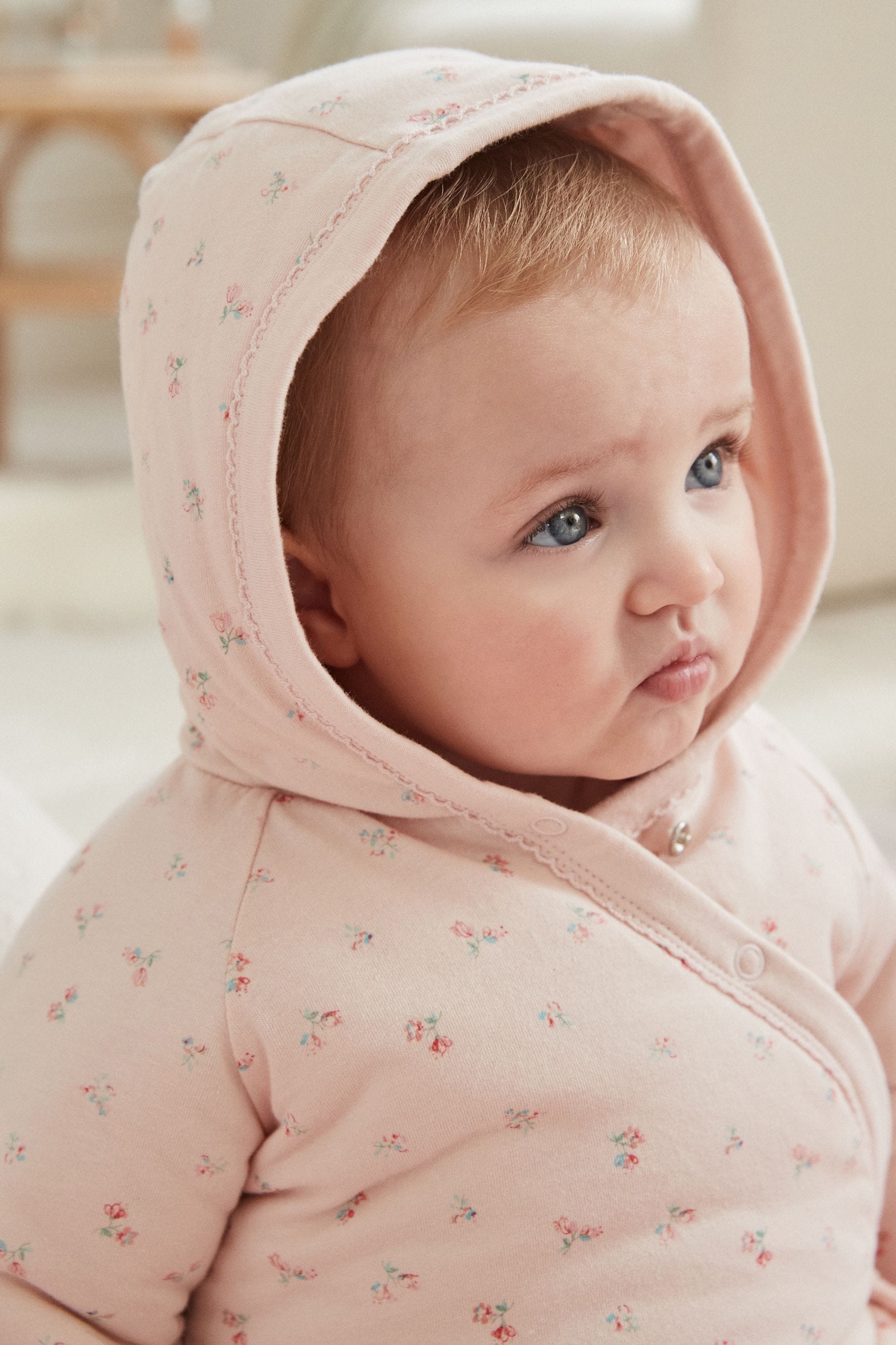 Pink Hooded Cosy Jersey Wadded Baby Wrap Jacket (0-18mths)