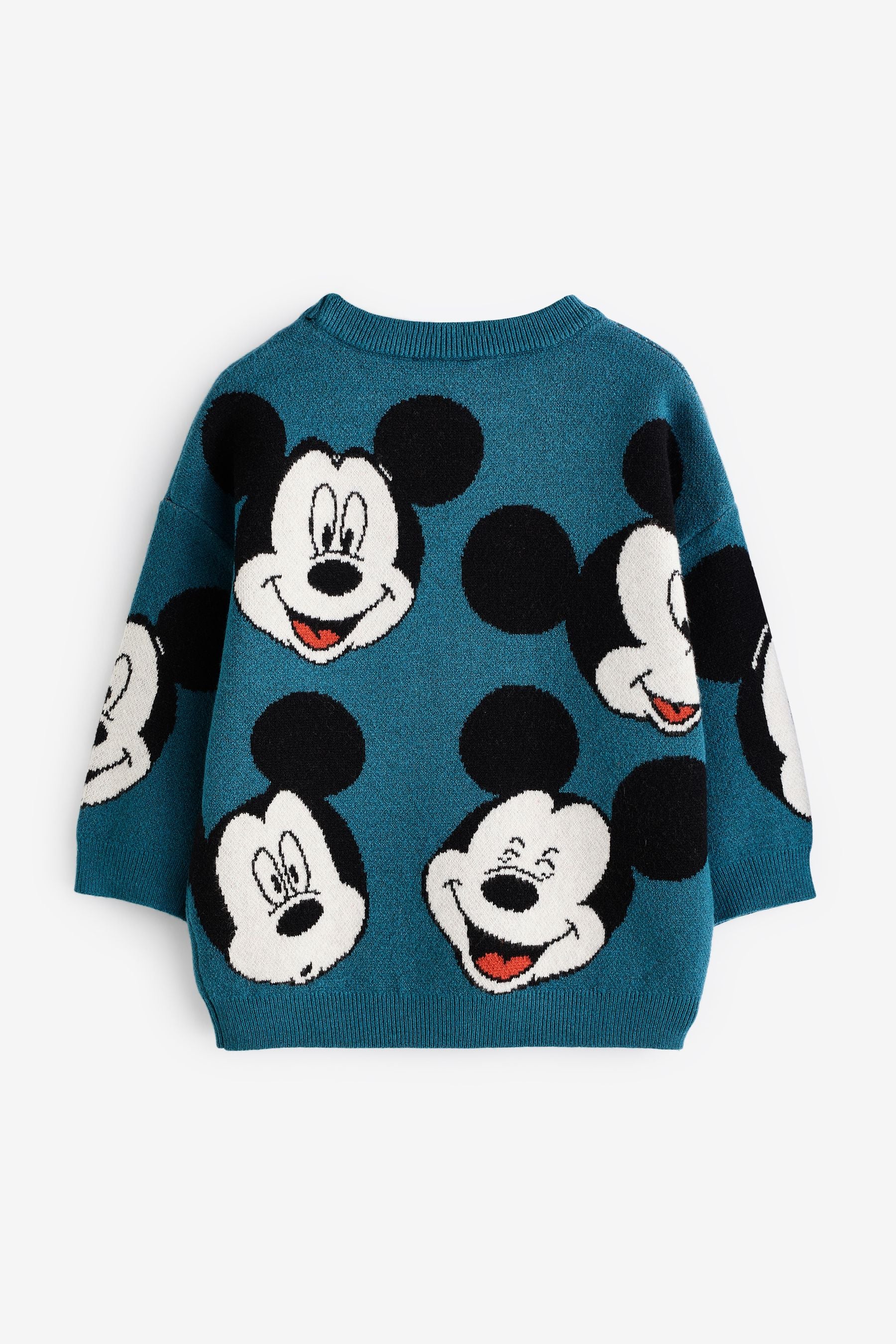 Teal Blue Mickey Mouse Knitted Crew Neck Jumper (3mths-7yrs)