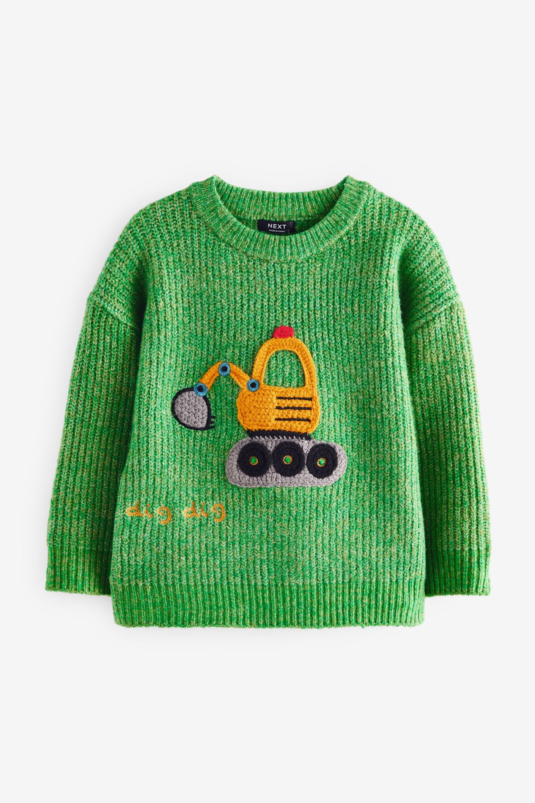 Green Digger Knitted Crew Neck Jumper (3mths-7yrs)