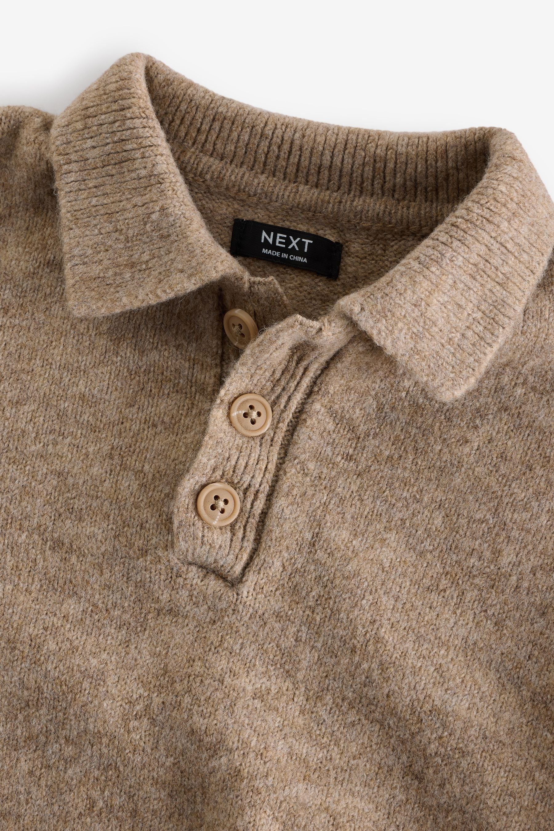 Neutral Knitted Long Sleeve Polo And Joggers Set (3mths-7yrs)