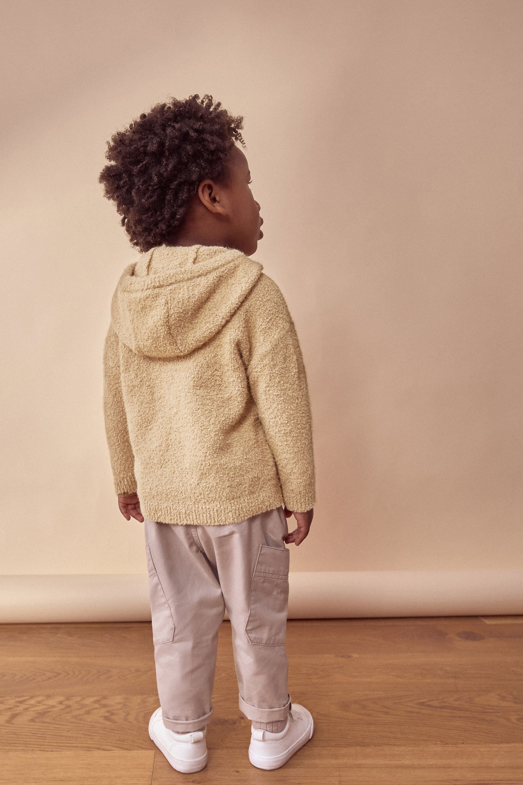 Tan Brown Bear Knitted Hoodie (3mths-7yrs)