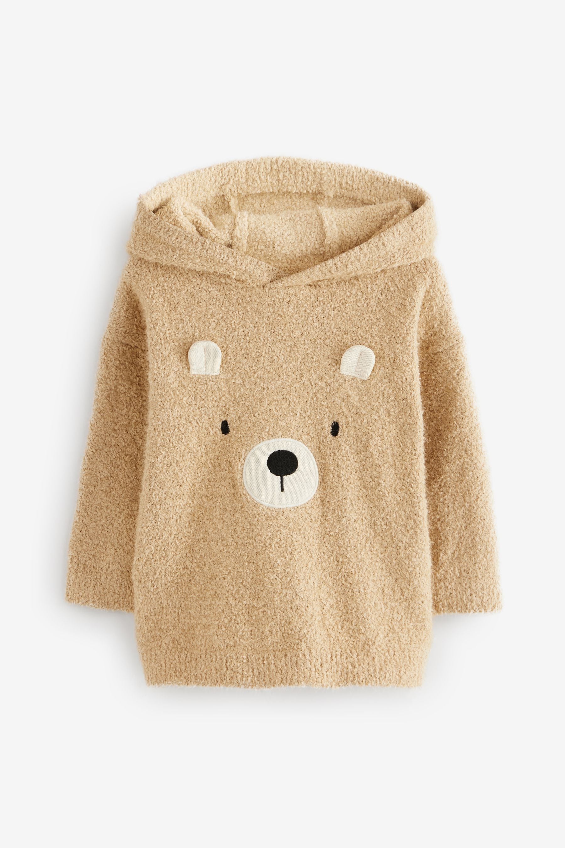 Tan Brown Bear Knitted Hoodie (3mths-7yrs)