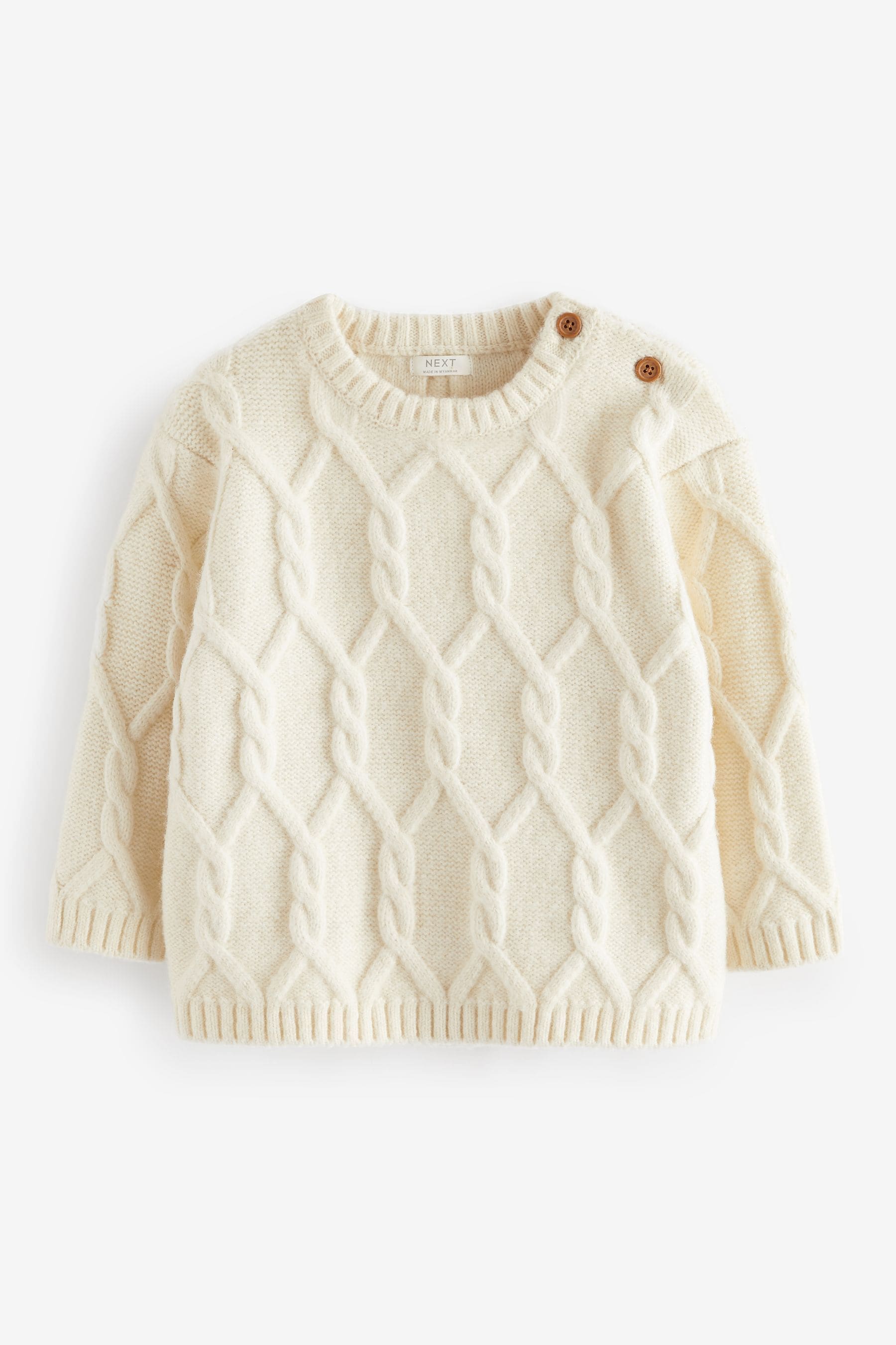 Ecru Cable Knit Crew Neck Jumper (3mths-7yrs)