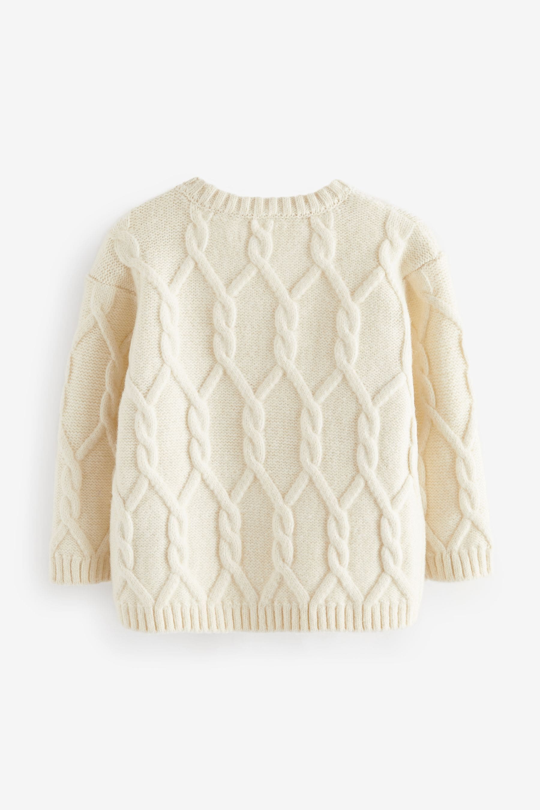 Ecru Cable Knit Crew Neck Jumper (3mths-7yrs)