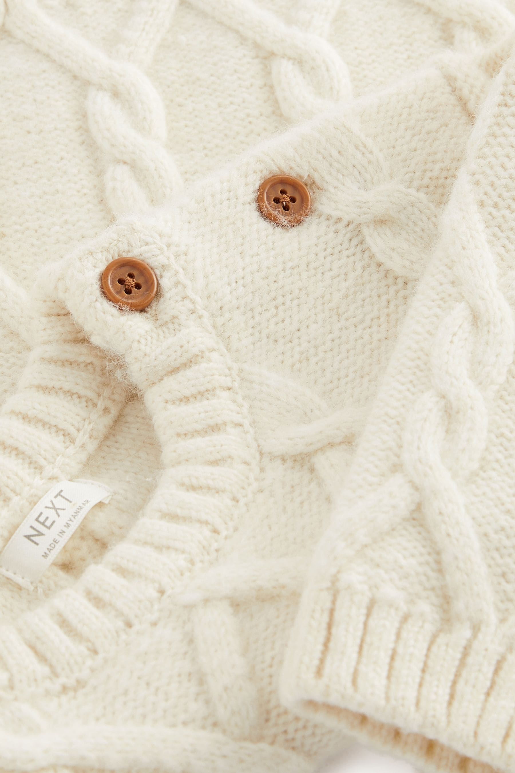 Ecru Cable Knit Crew Neck Jumper (3mths-7yrs)