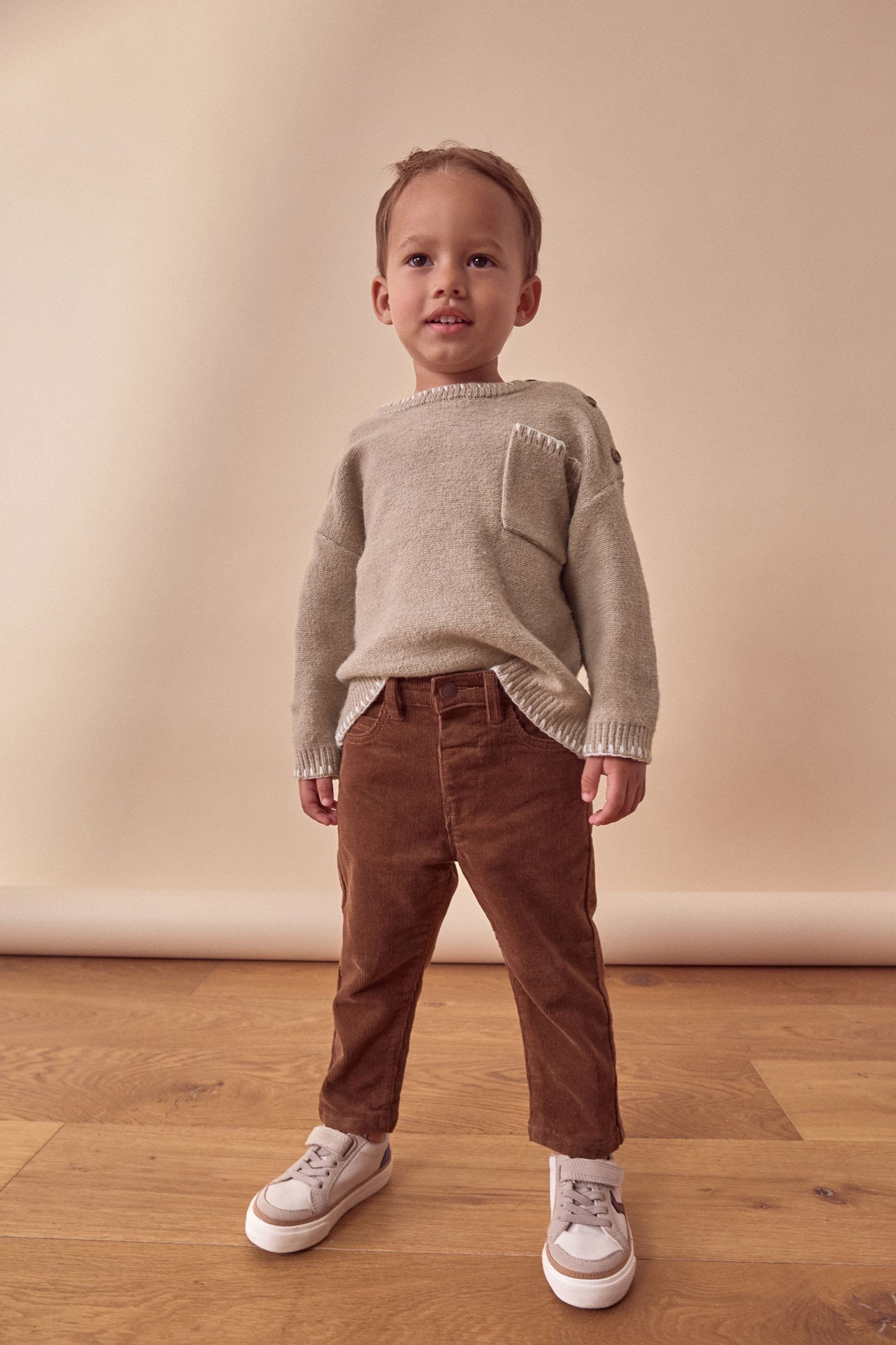 Neutral Knitted Crew Neck Jumper (3mths-7yrs)