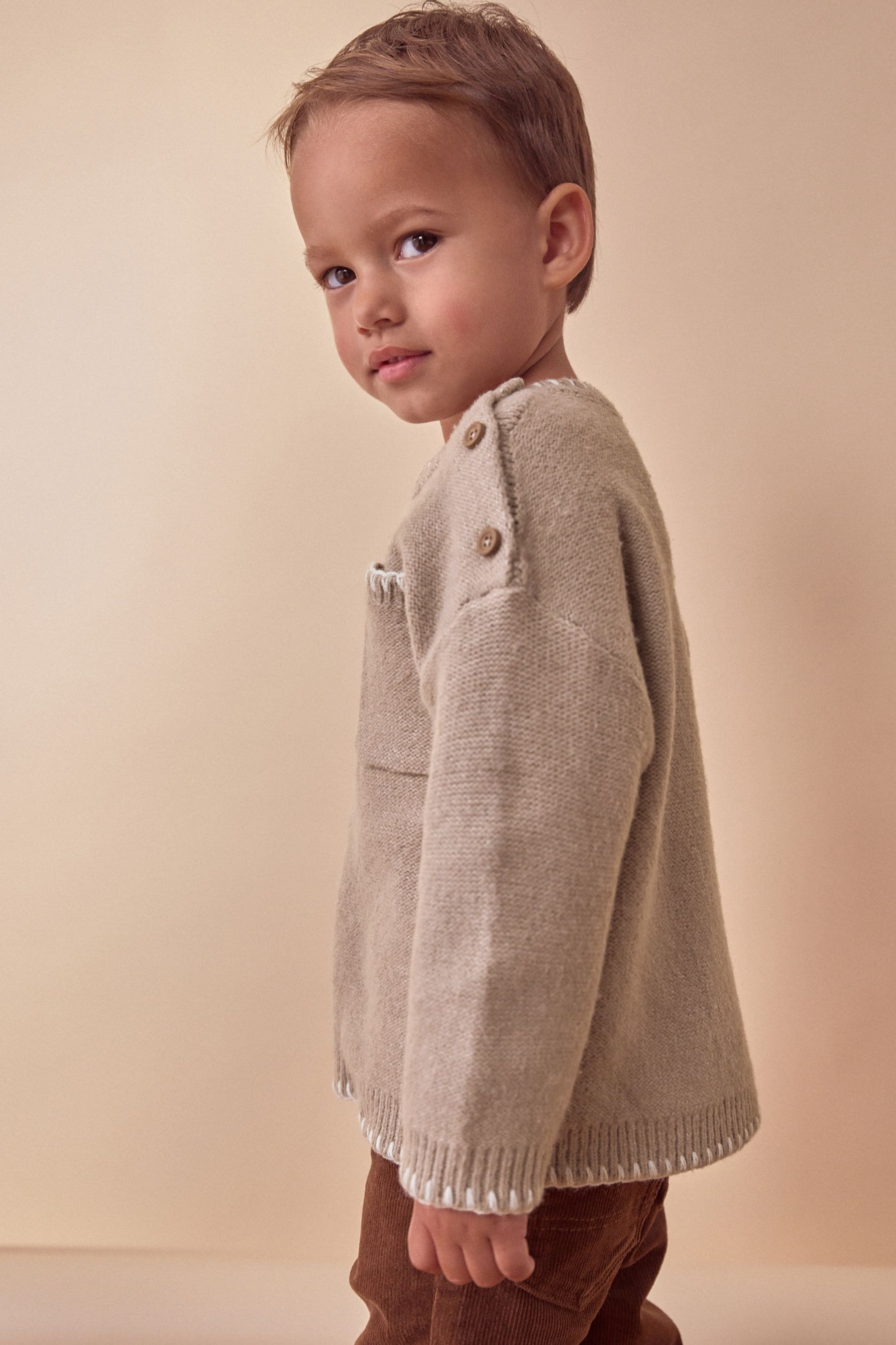 Neutral Knitted Crew Neck Jumper (3mths-7yrs)