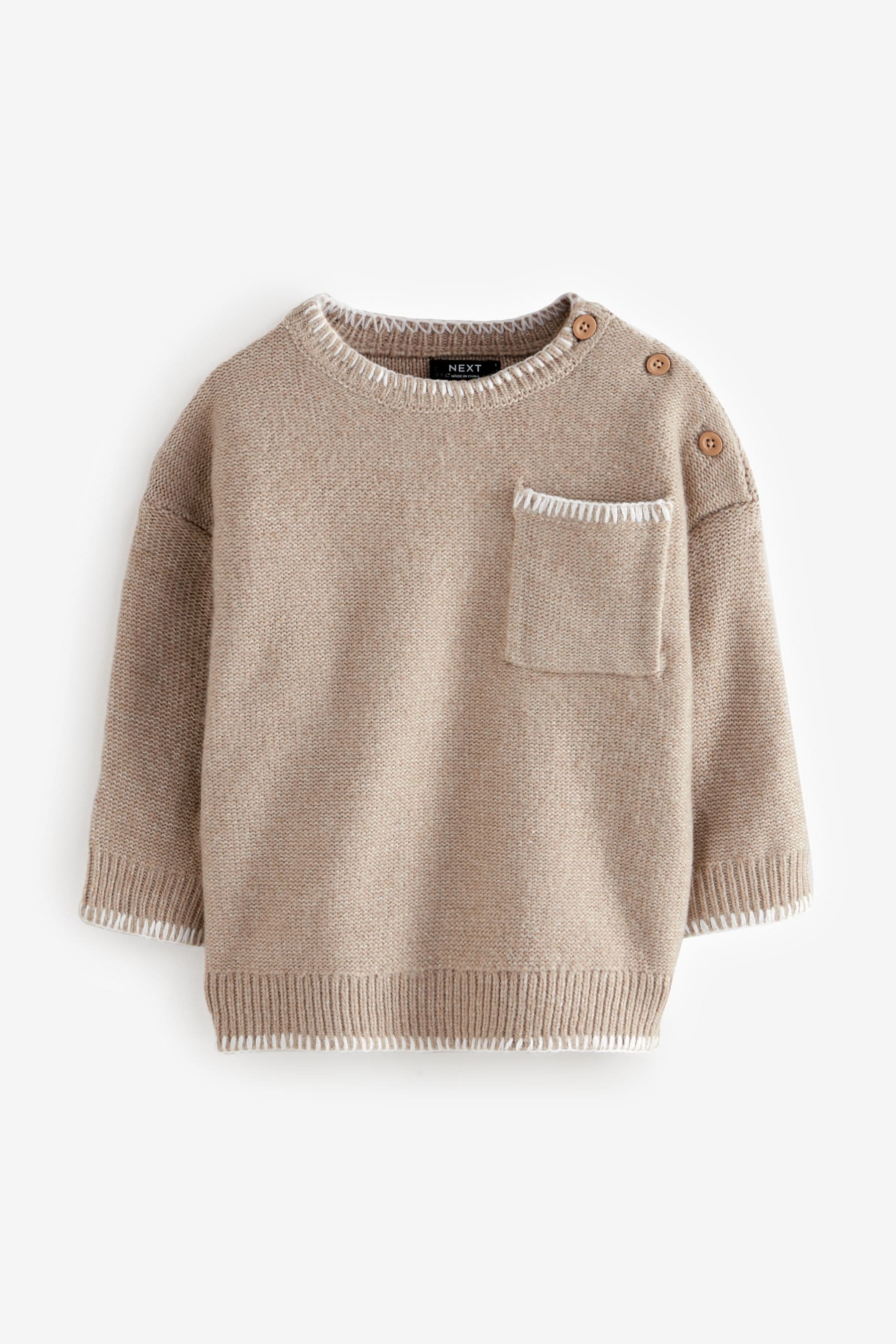 Neutral Knitted Crew Neck Jumper (3mths-7yrs)