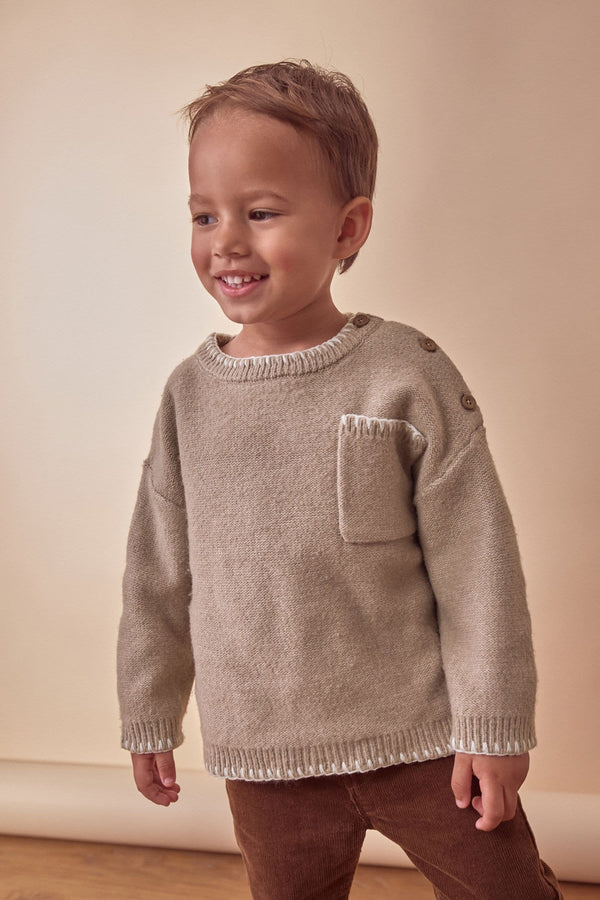 Neutral Knitted Crew Neck Jumper (3mths-7yrs)