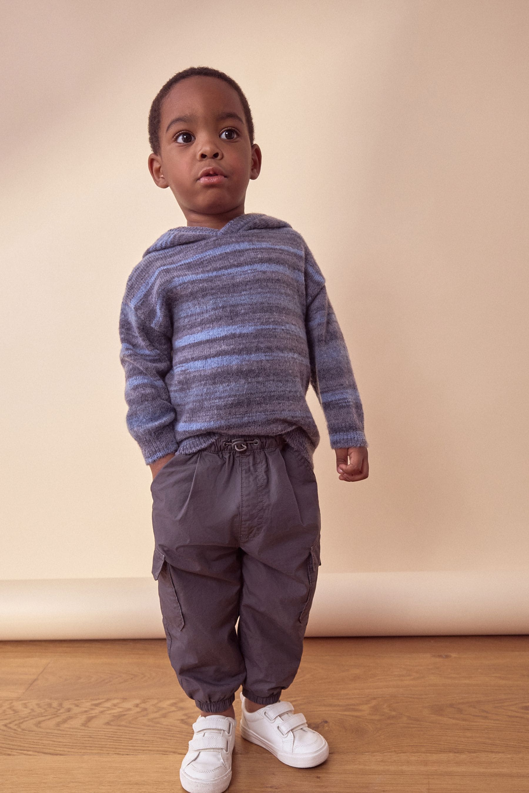 Blue Stripe Knitted Hoodie (3mths-7yrs)