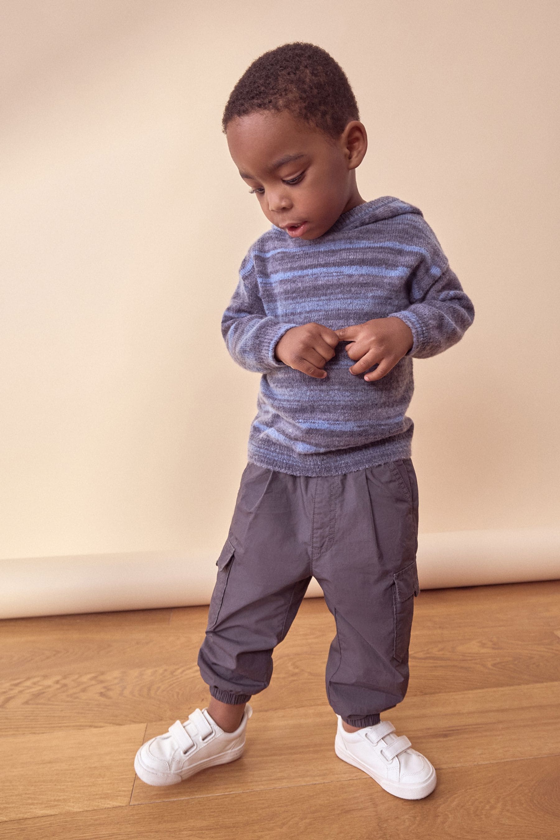 Blue Space Dye Knitted Hoodie (3mths-7yrs)