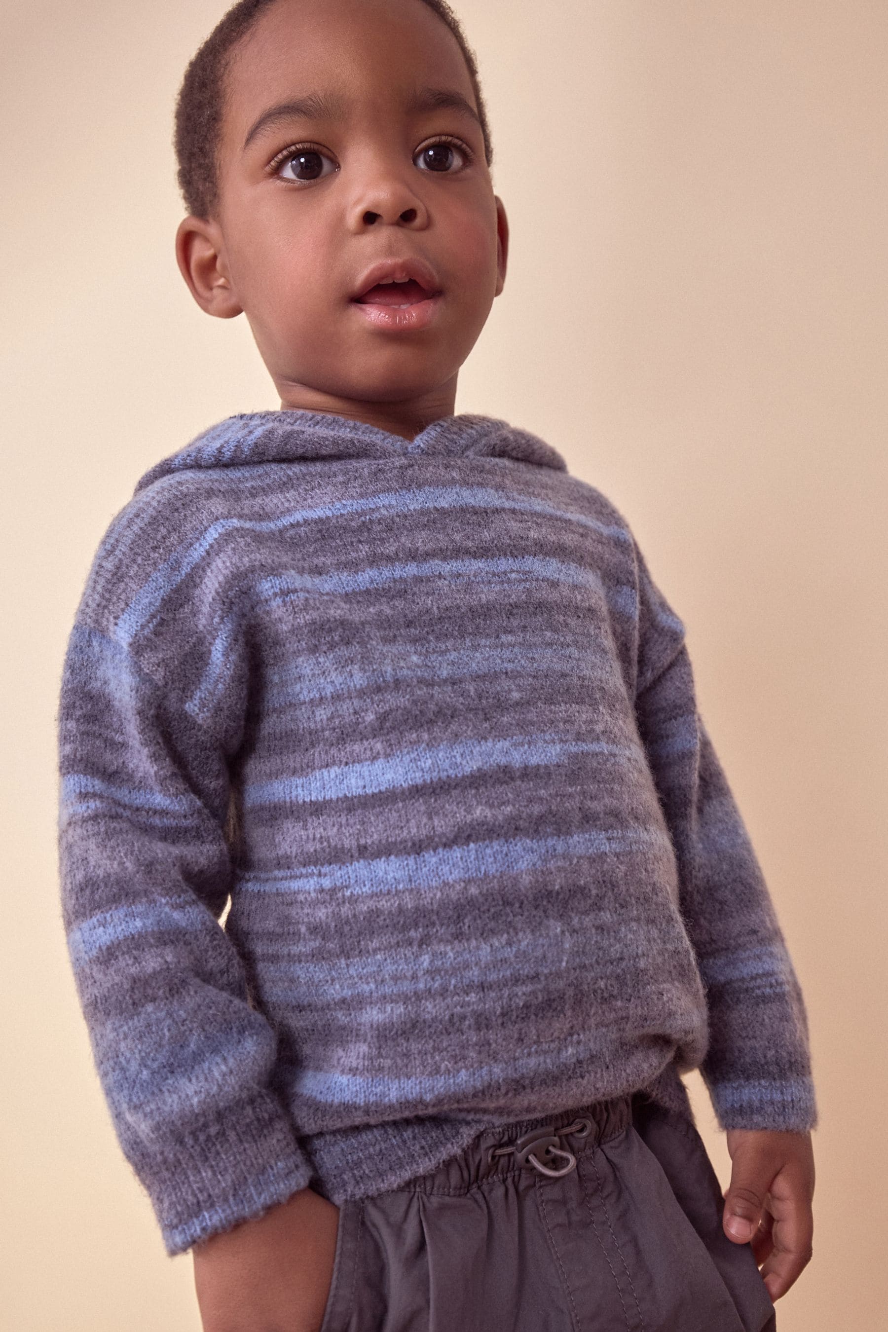 Blue Stripe Knitted Hoodie (3mths-7yrs)