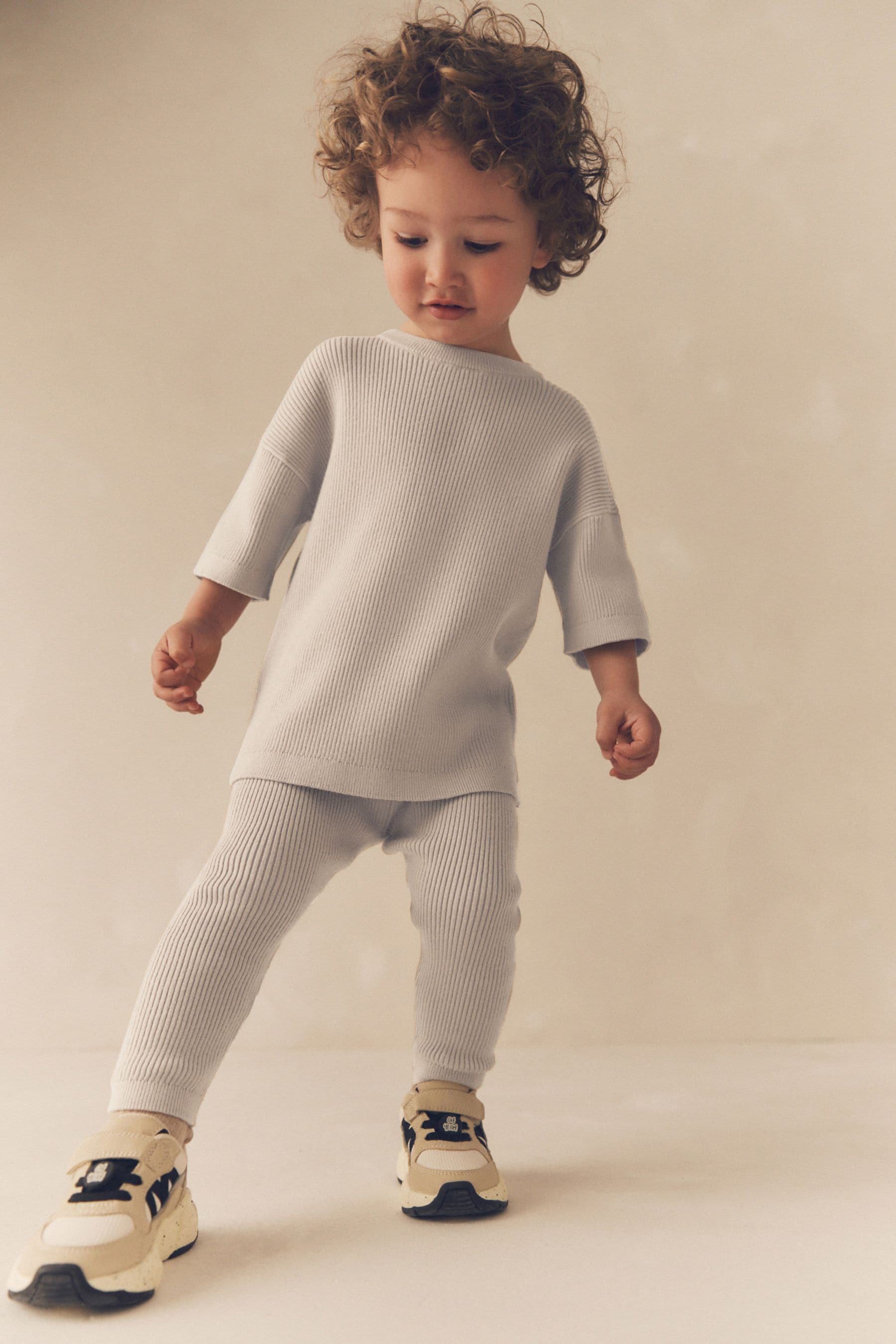 Neutral Knitted T-Shirt and Leggings Set (3mths-7yrs)