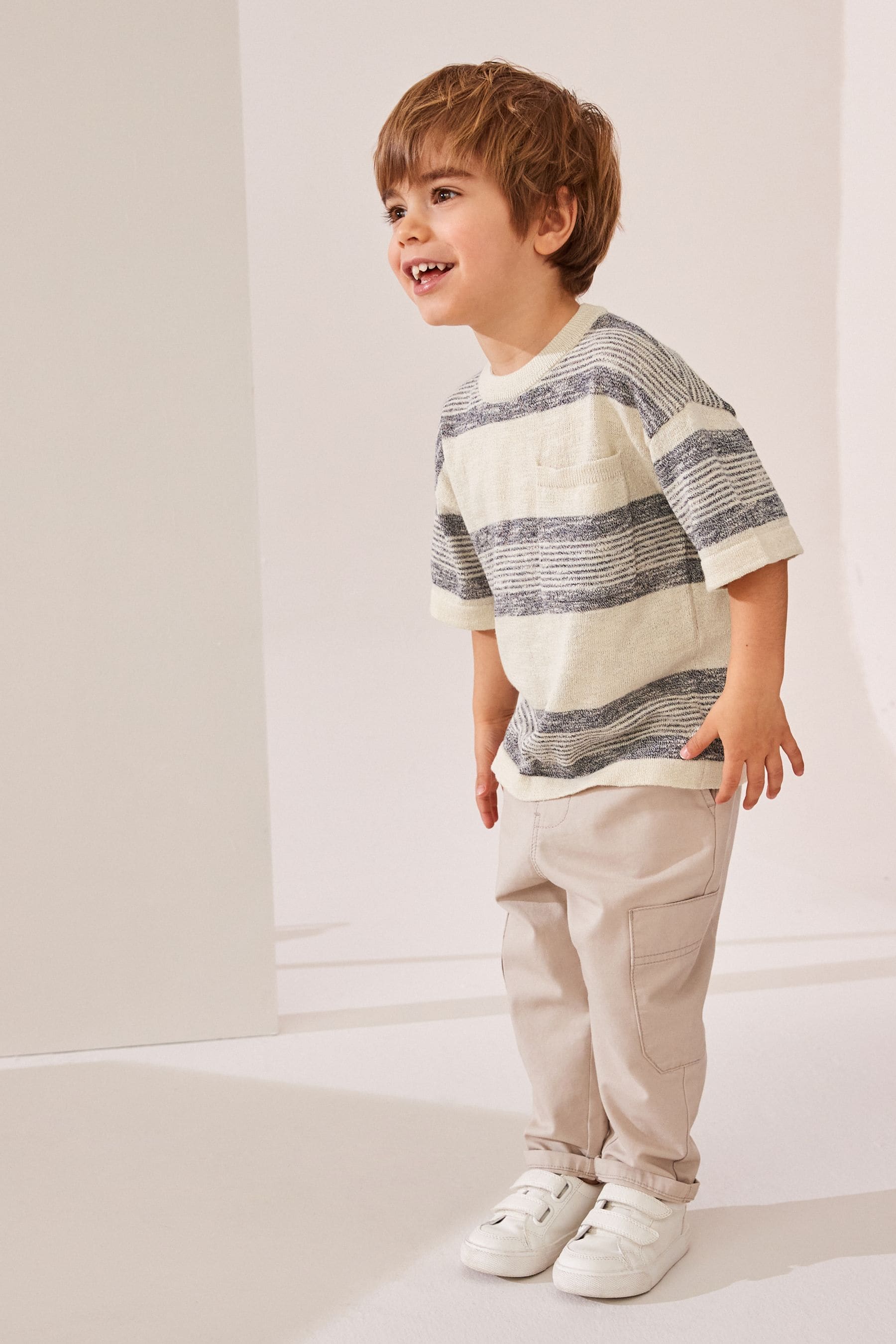 Ecru Natural Knitted Linen Blend T-Shirt (3mths-7yrs)