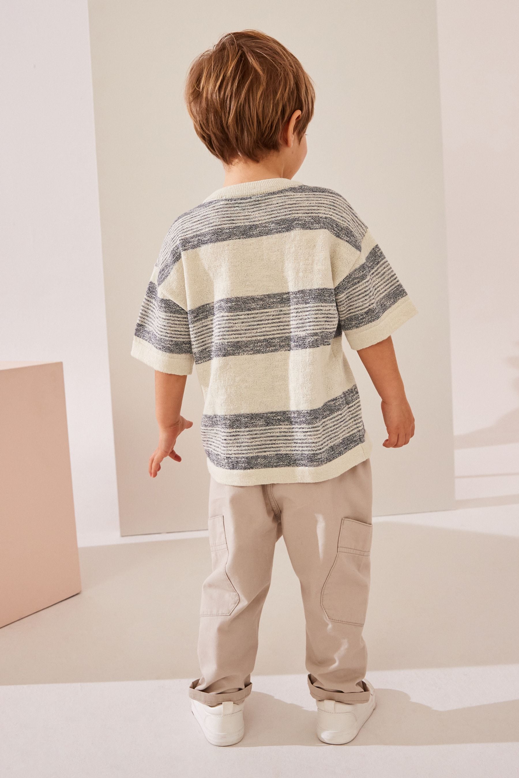 Ecru Natural Knitted Linen Blend T-Shirt (3mths-7yrs)