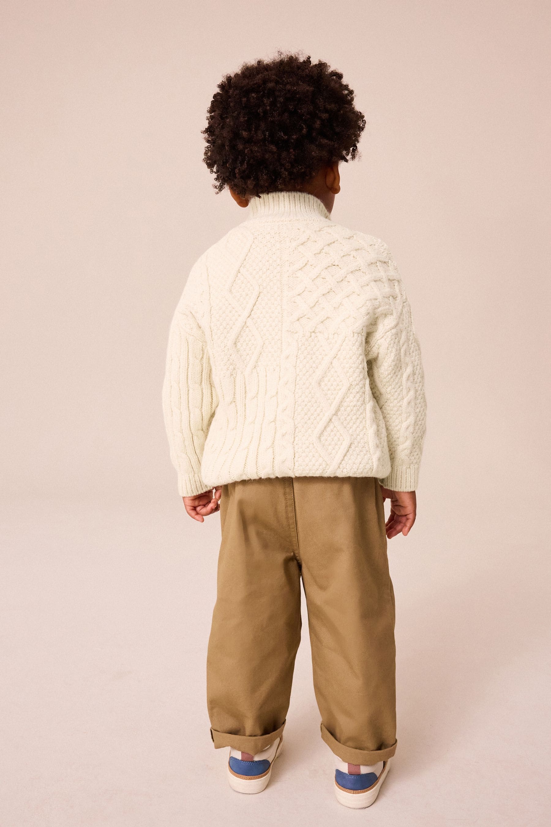 Ecru Cable Knit Zip Neck Jumper (3mths-7yrs)