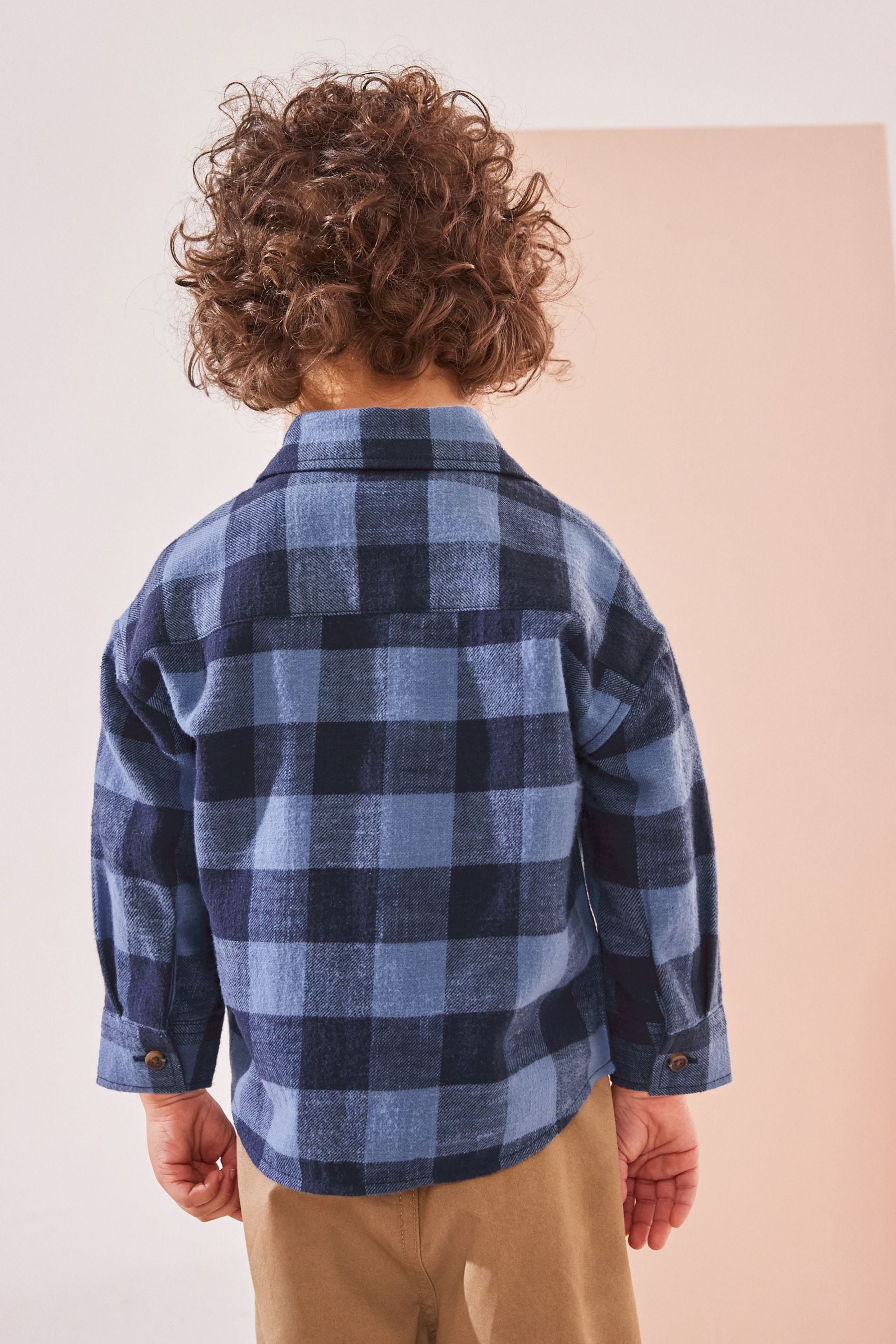 Blue/Navy Check Shirt Long Sleeve Check 100% Cotton Shirt (3mths-7yrs)