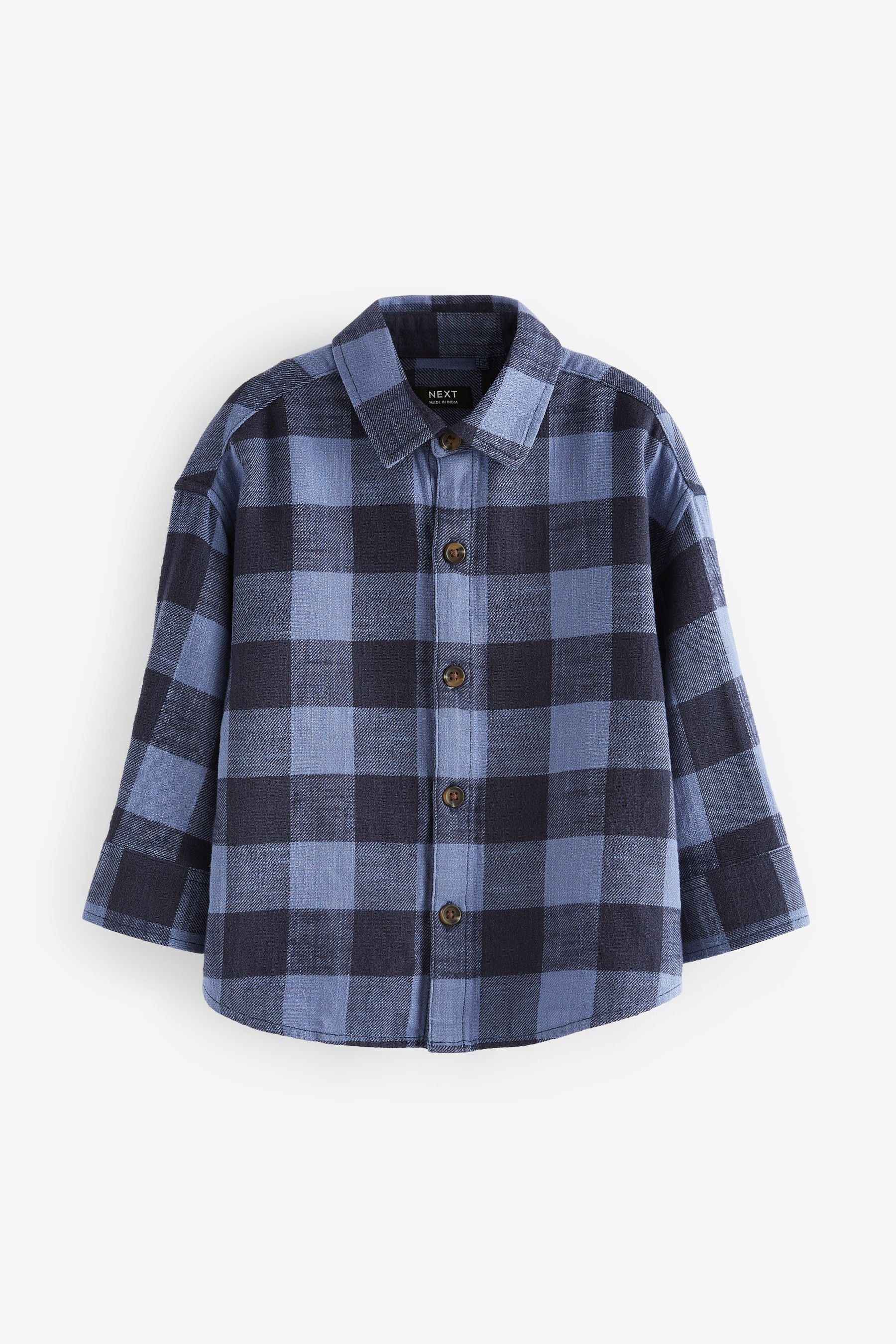 Blue/Navy Check Shirt Long Sleeve Check 100% Cotton Shirt (3mths-7yrs)