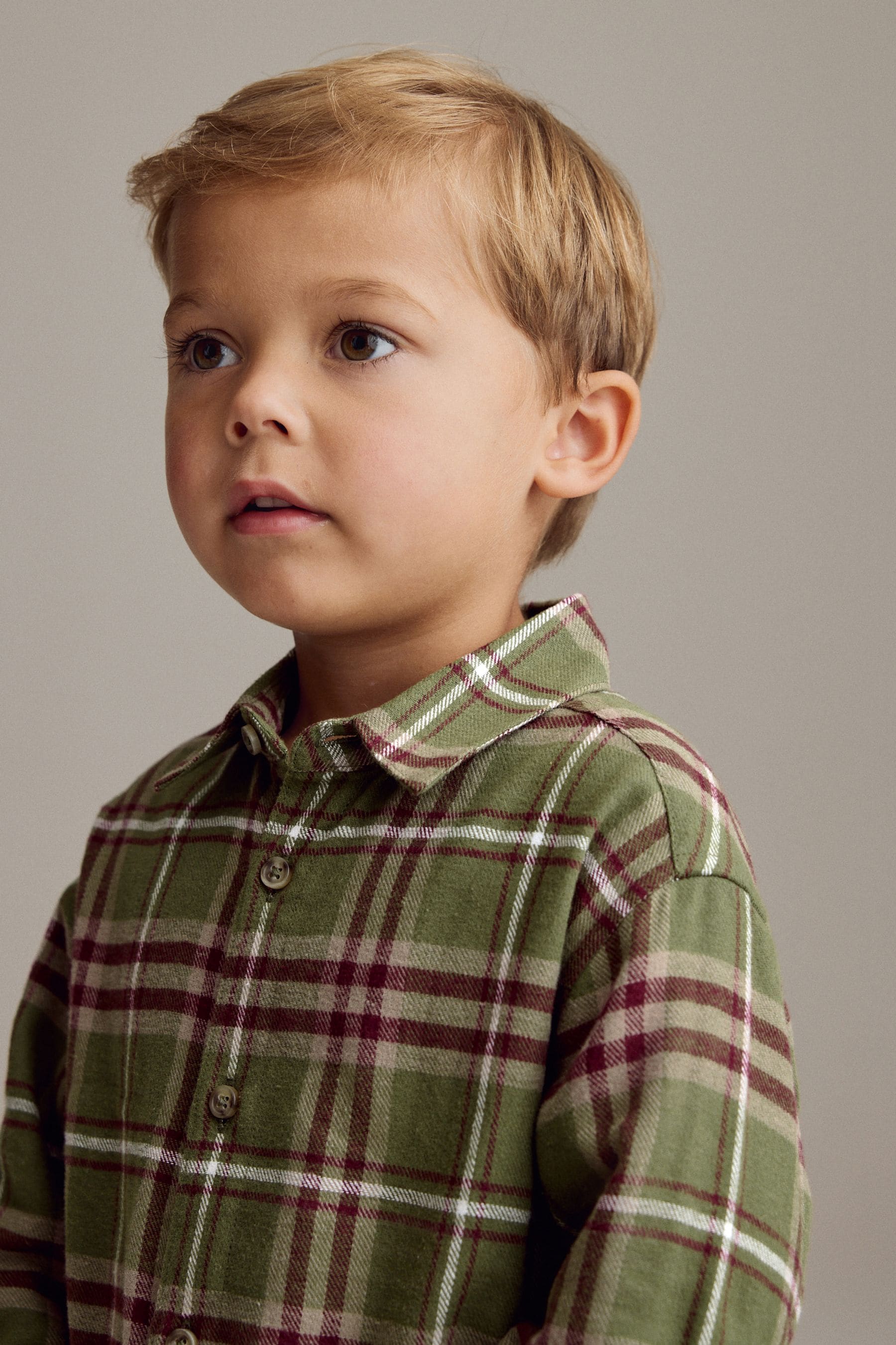 Green Check Long Sleeve Check 100% Cotton Shirt (3mths-7yrs)