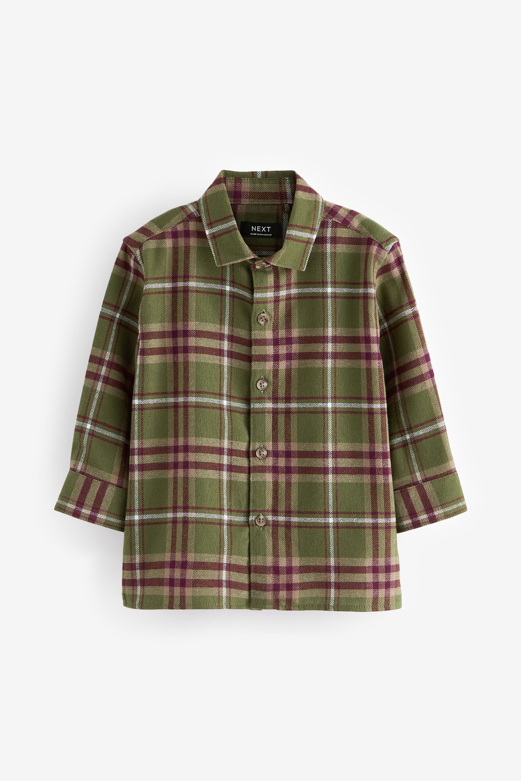 Green Check Long Sleeve Check 100% Cotton Shirt (3mths-7yrs)