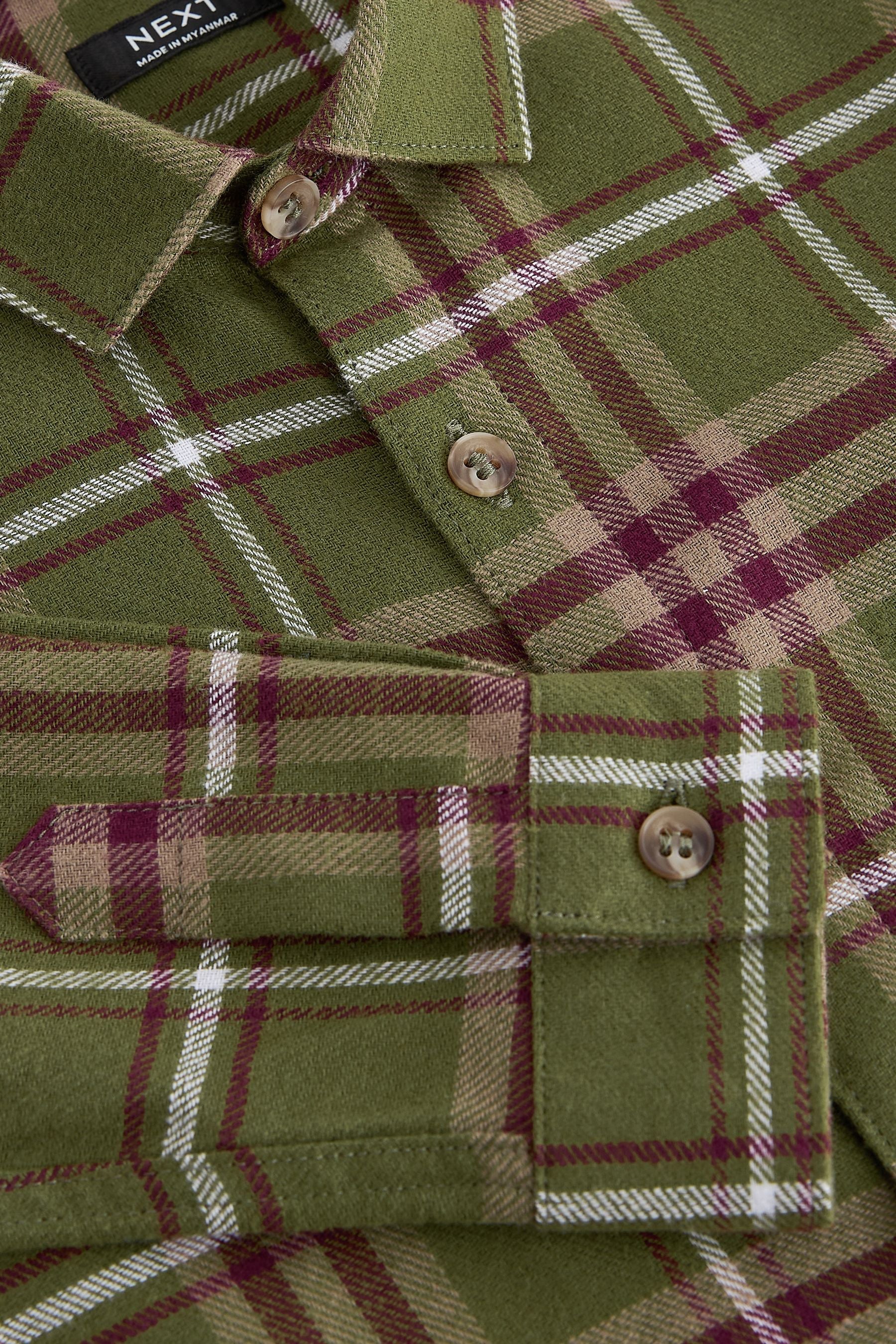 Green Check Long Sleeve Check 100% Cotton Shirt (3mths-7yrs)