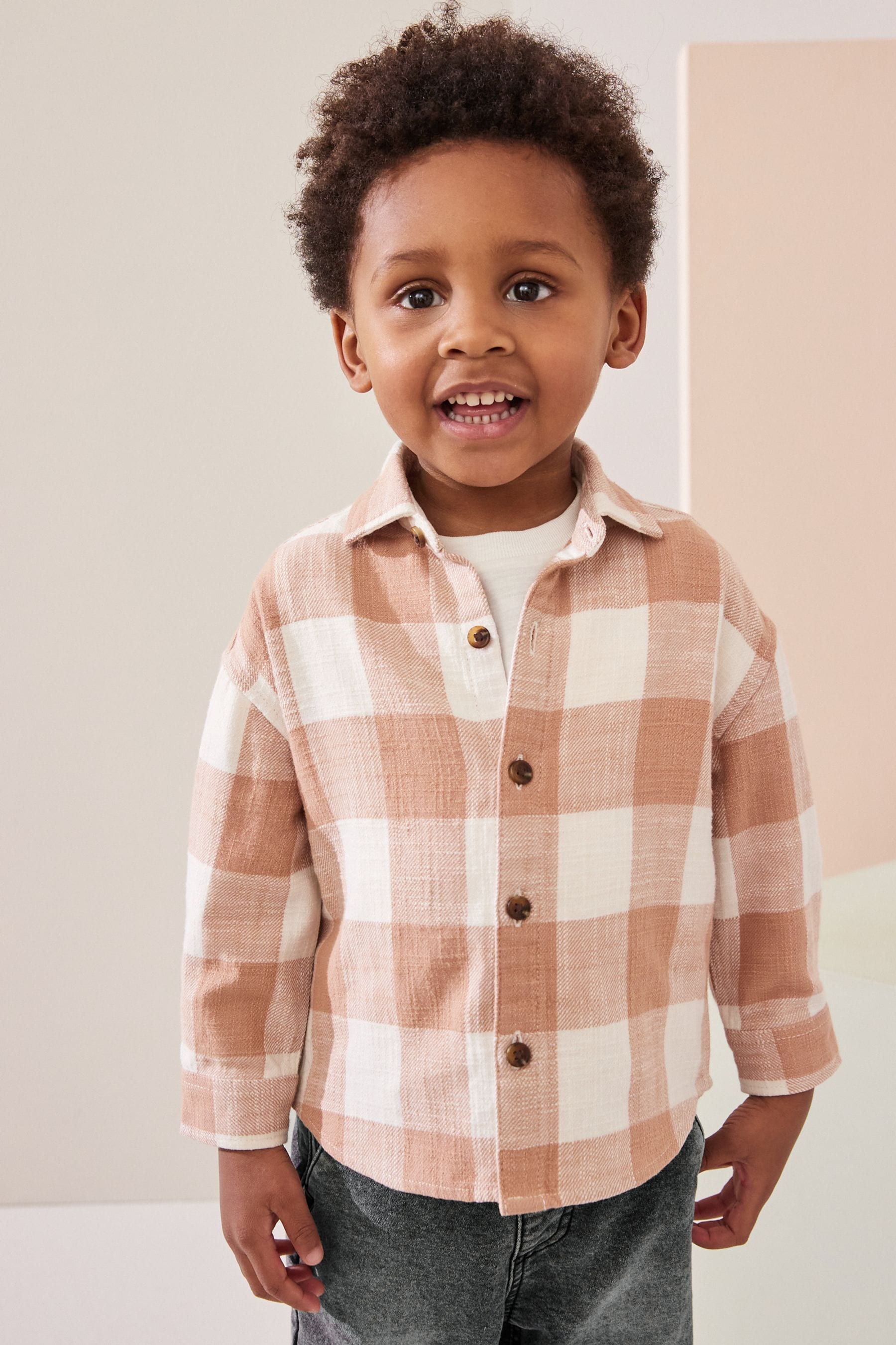 Rust Brown Long Sleeve Check 100% Cotton Shirt (3mths-7yrs)