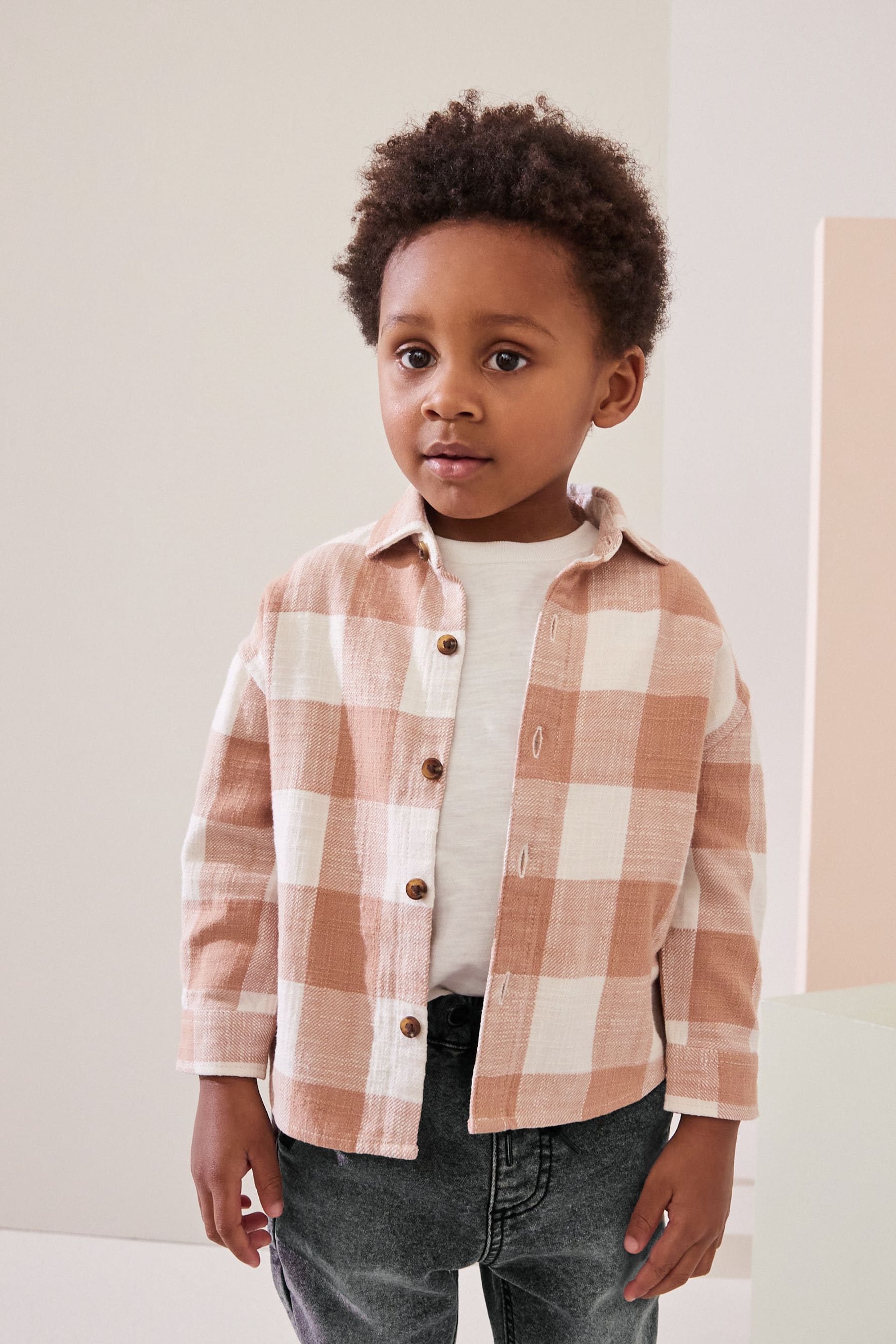 Rust Brown Long Sleeve Check 100% Cotton Shirt (3mths-7yrs)