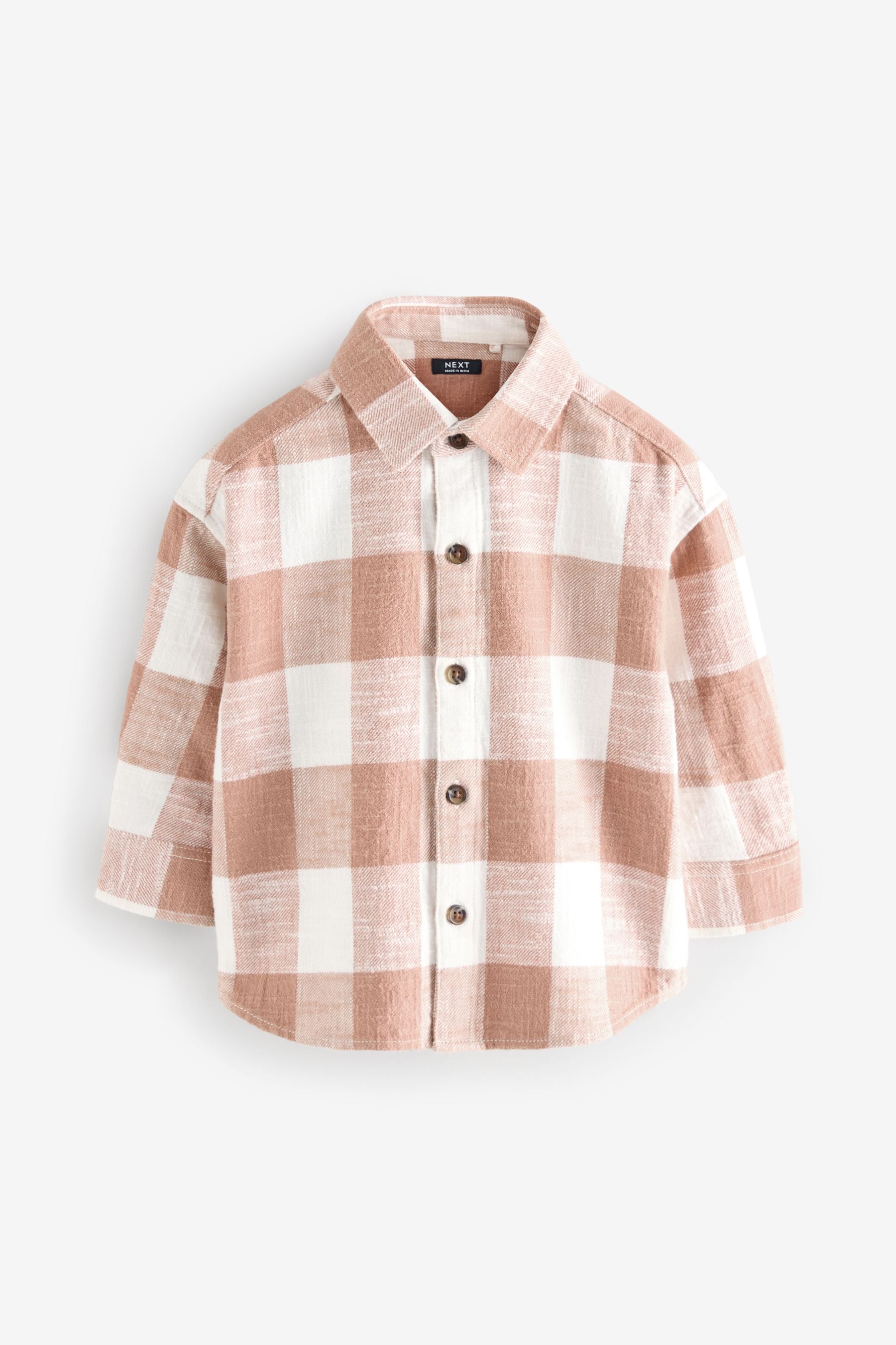 Rust Brown Long Sleeve Check 100% Cotton Shirt (3mths-7yrs)