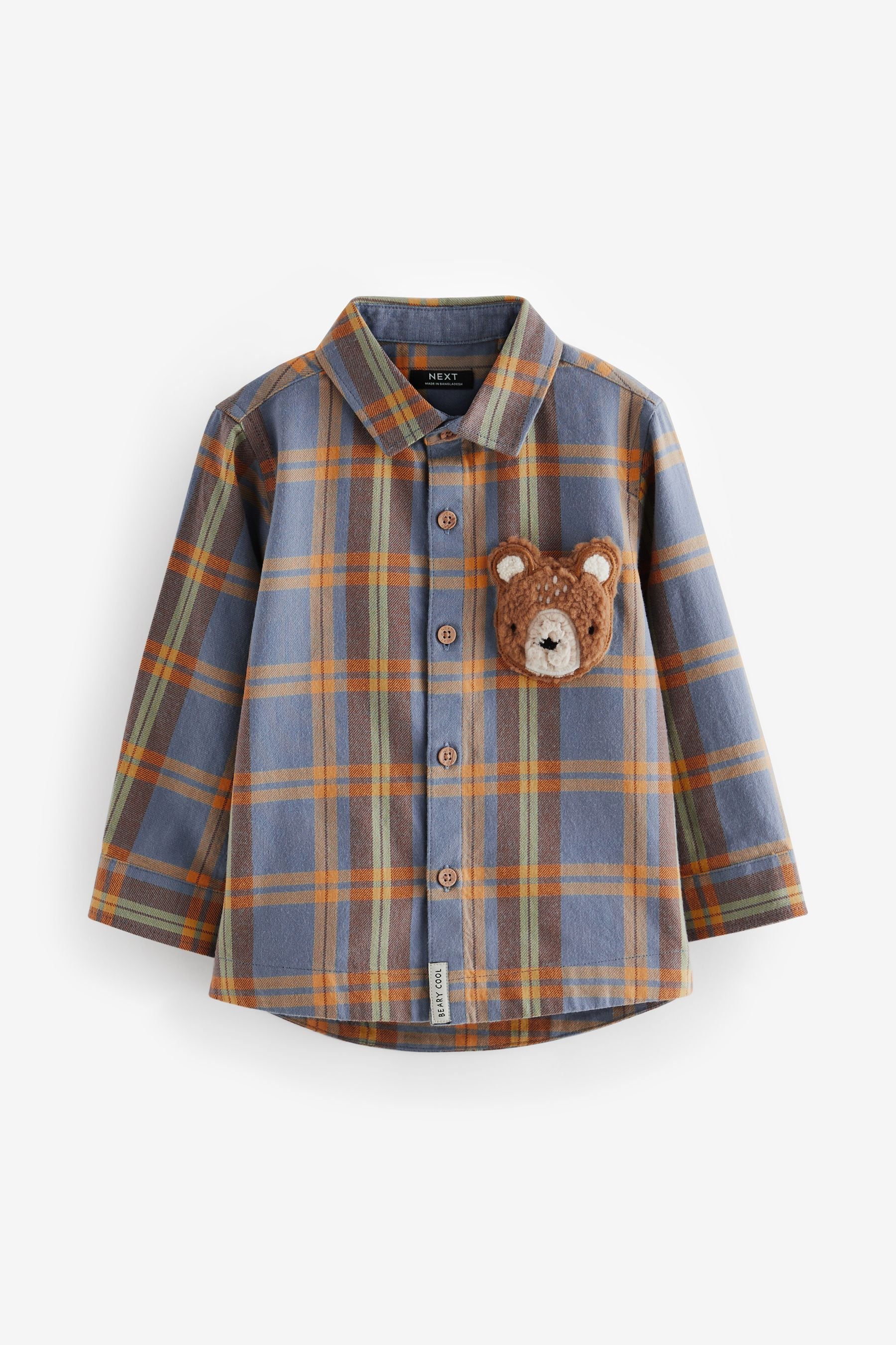 Blue/Yellow Character Pocket shirt Long Sleeve Check 100% Cotton Shirt (3mths-7yrs)