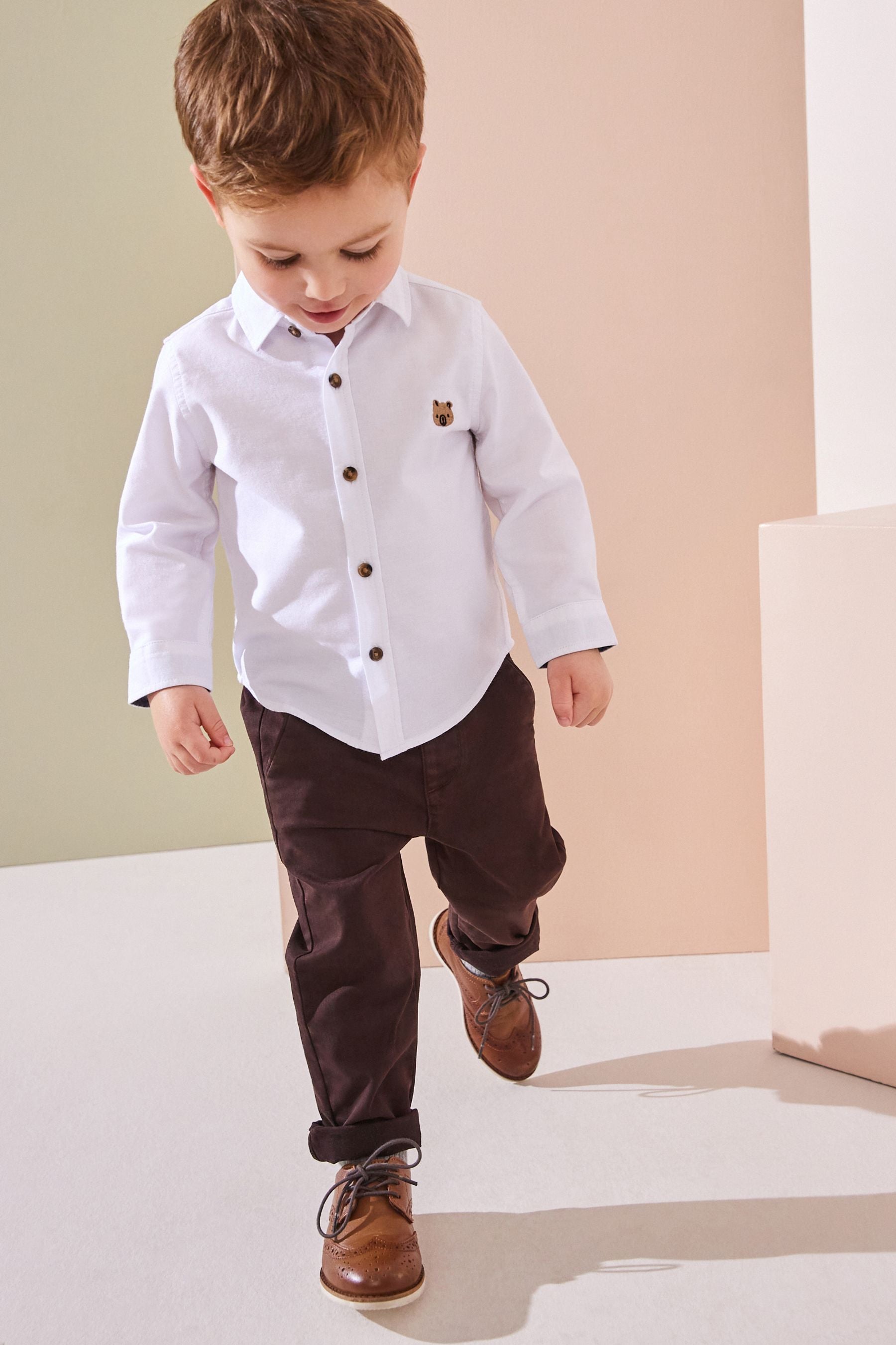 White Character Long Sleeve Oxford Shirt (3mths-7yrs)