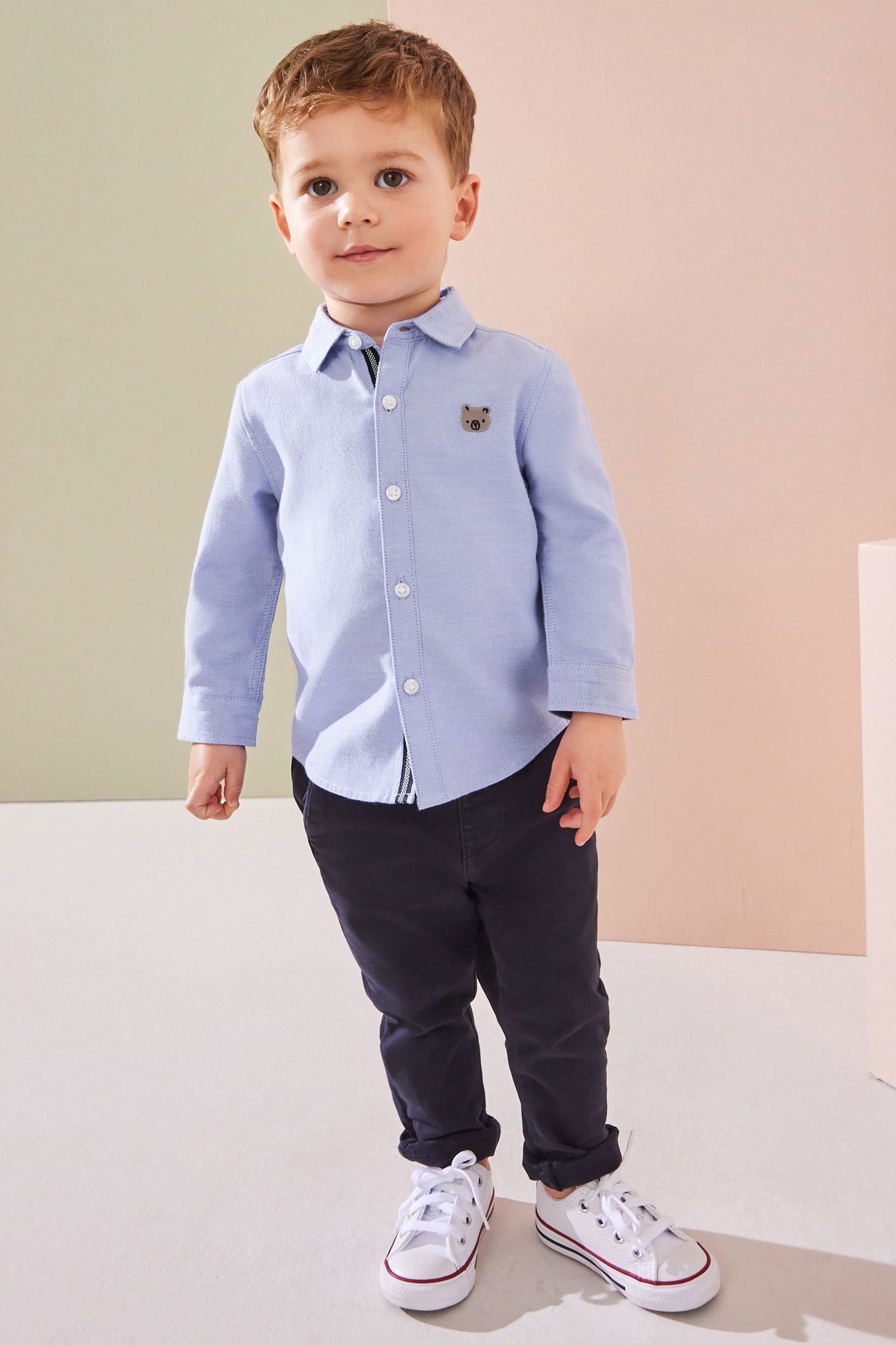 Blue Character Long Sleeve Oxford Shirt (3mths-7yrs)