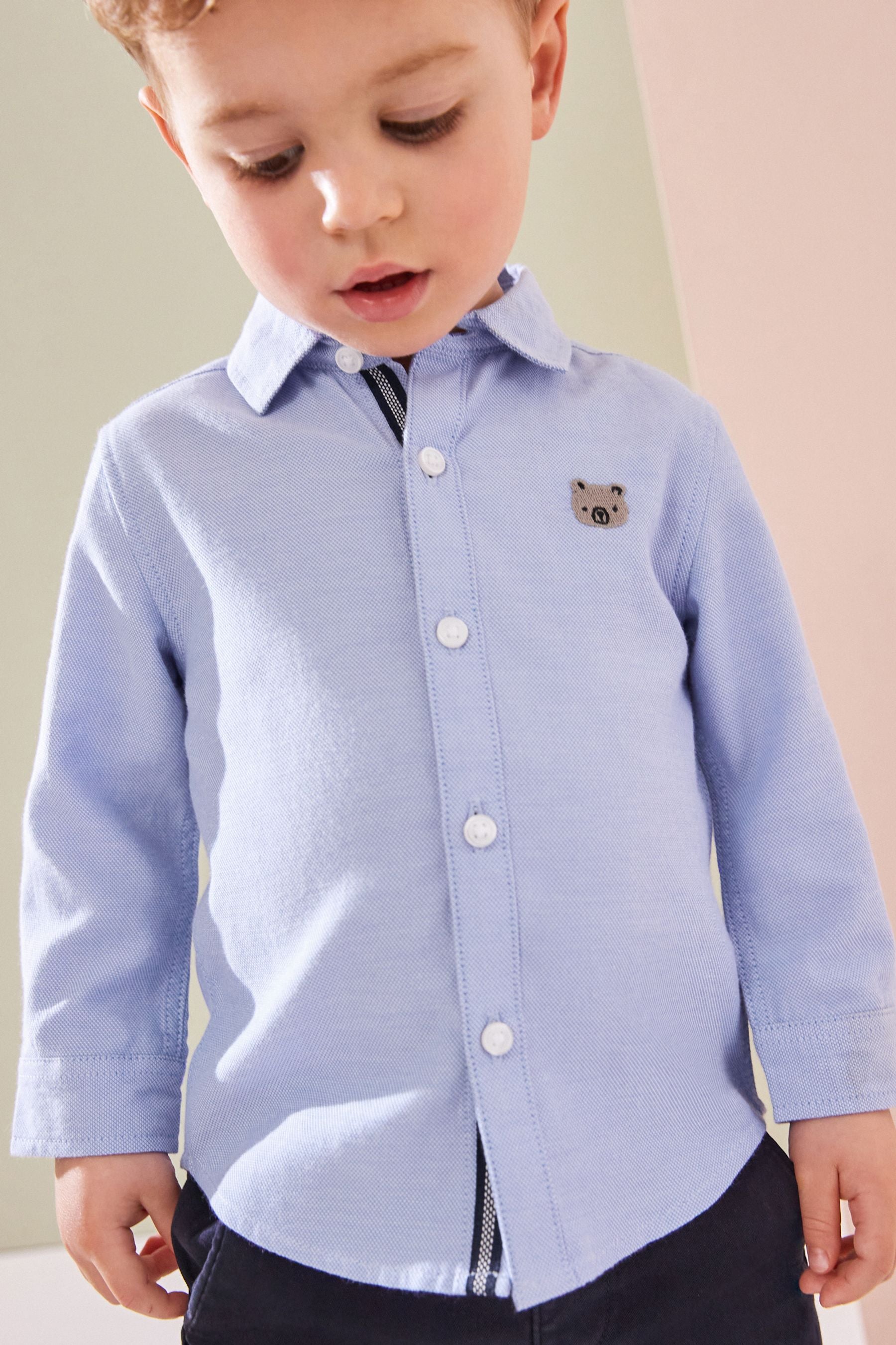 Blue Character Long Sleeve Oxford Shirt (3mths-7yrs)