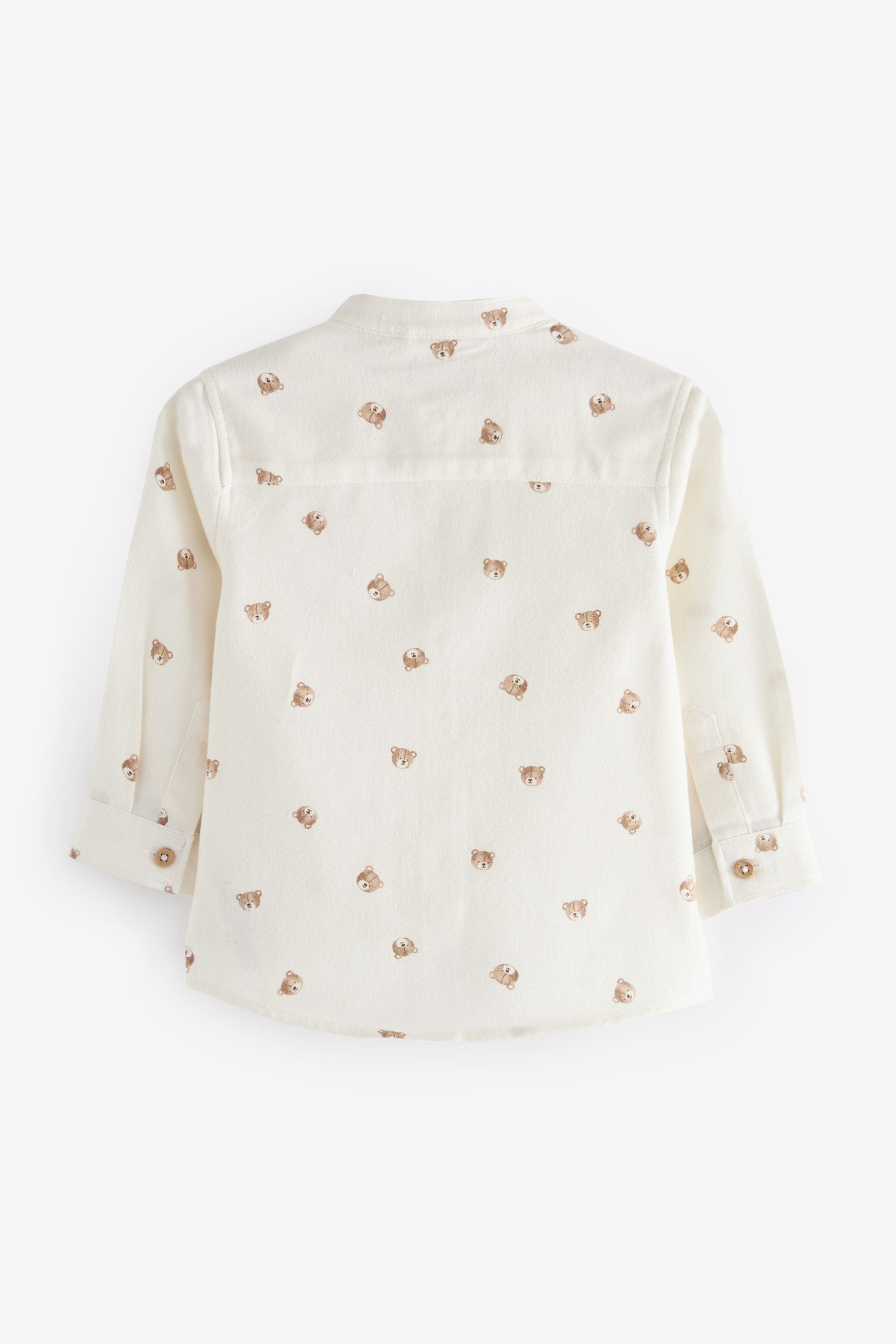 White Bear AOP 100% Cotton Long Sleeve Grandad Collar Printed Shirt (3mths-7yrs)