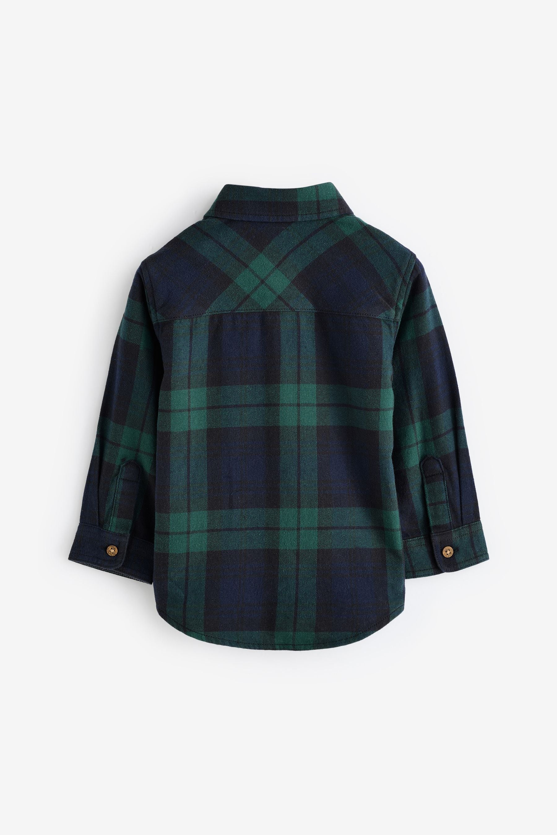 Green Tartan Check Plain Long Sleeve Check 100% Cotton Shirt (3mths-7yrs)