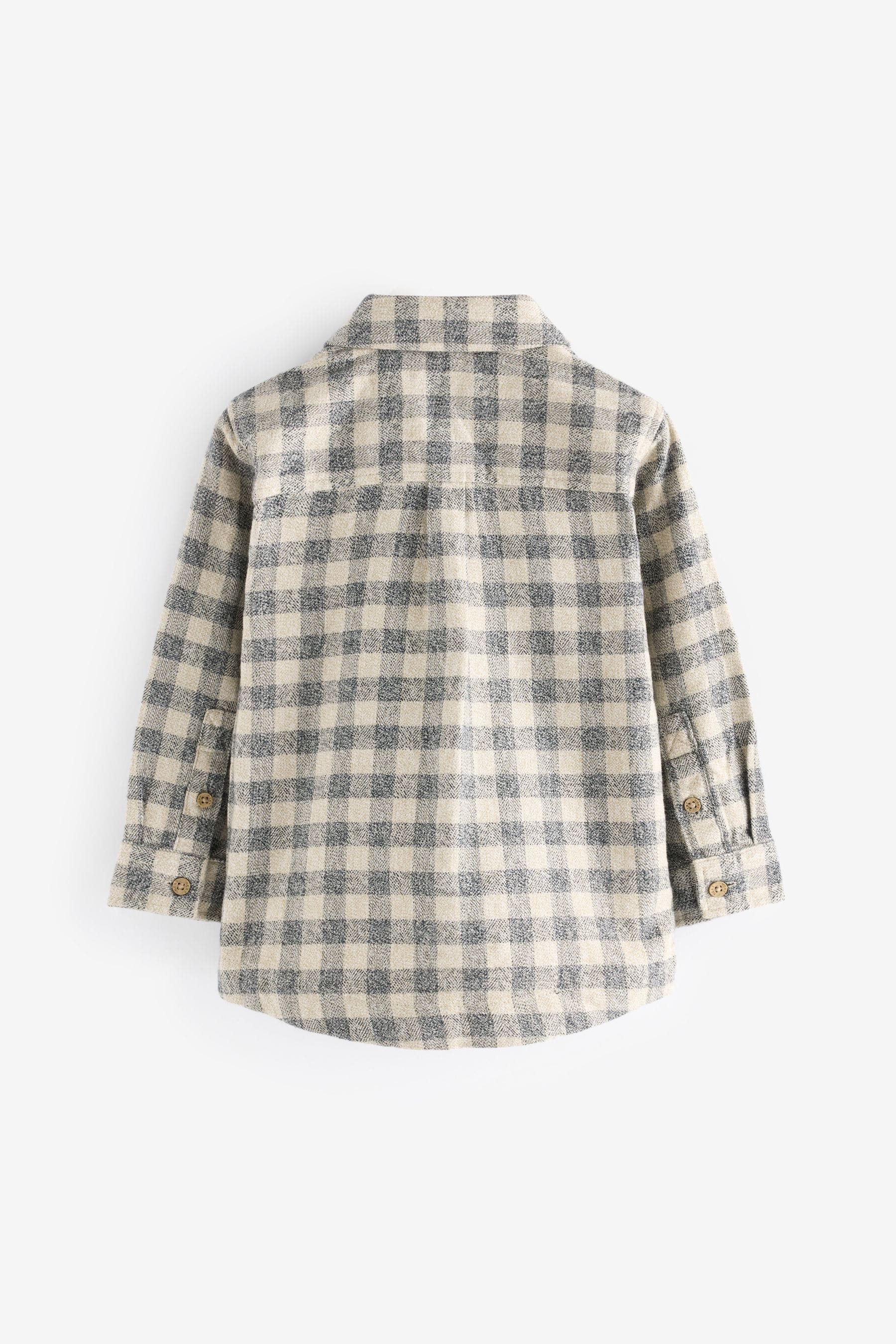 Neutral/Grey Scandi Check Character Long Sleeve Check 100% Cotton Shirt (3mths-7yrs)