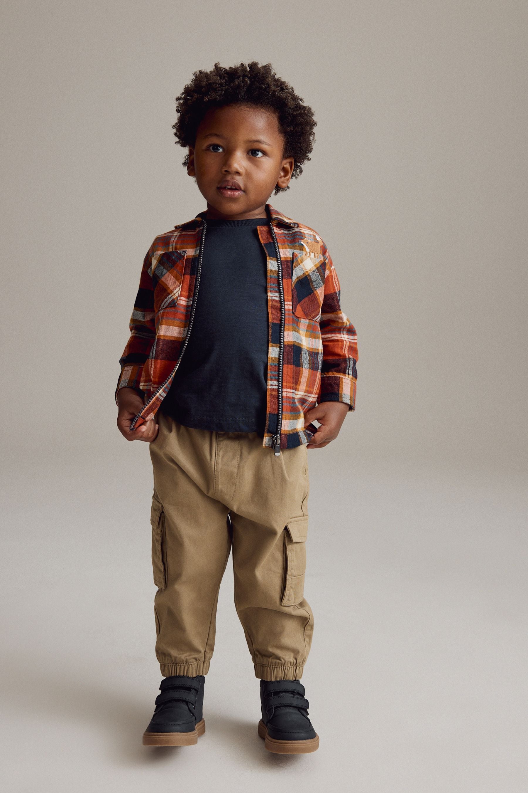 Orange Check Long Sleeve Check 100% Cotton Shirt (3mths-7yrs)