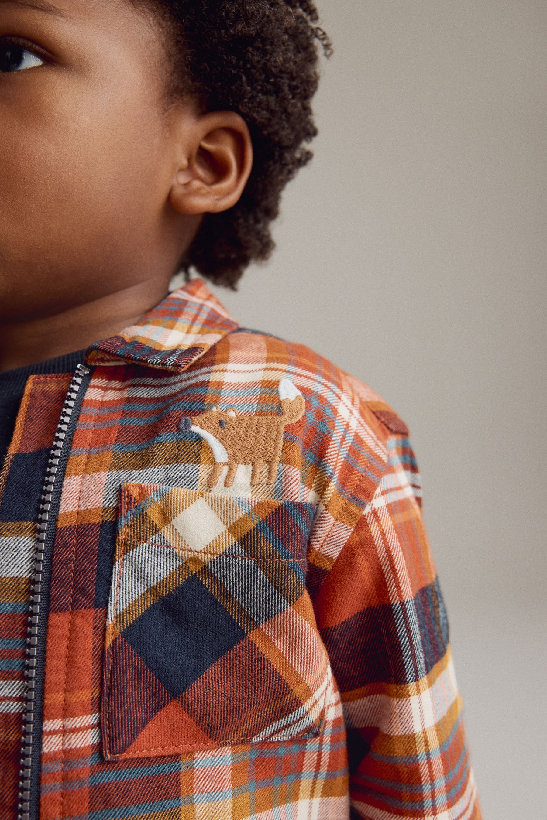 Orange Check Long Sleeve Check 100% Cotton Shirt (3mths-7yrs)