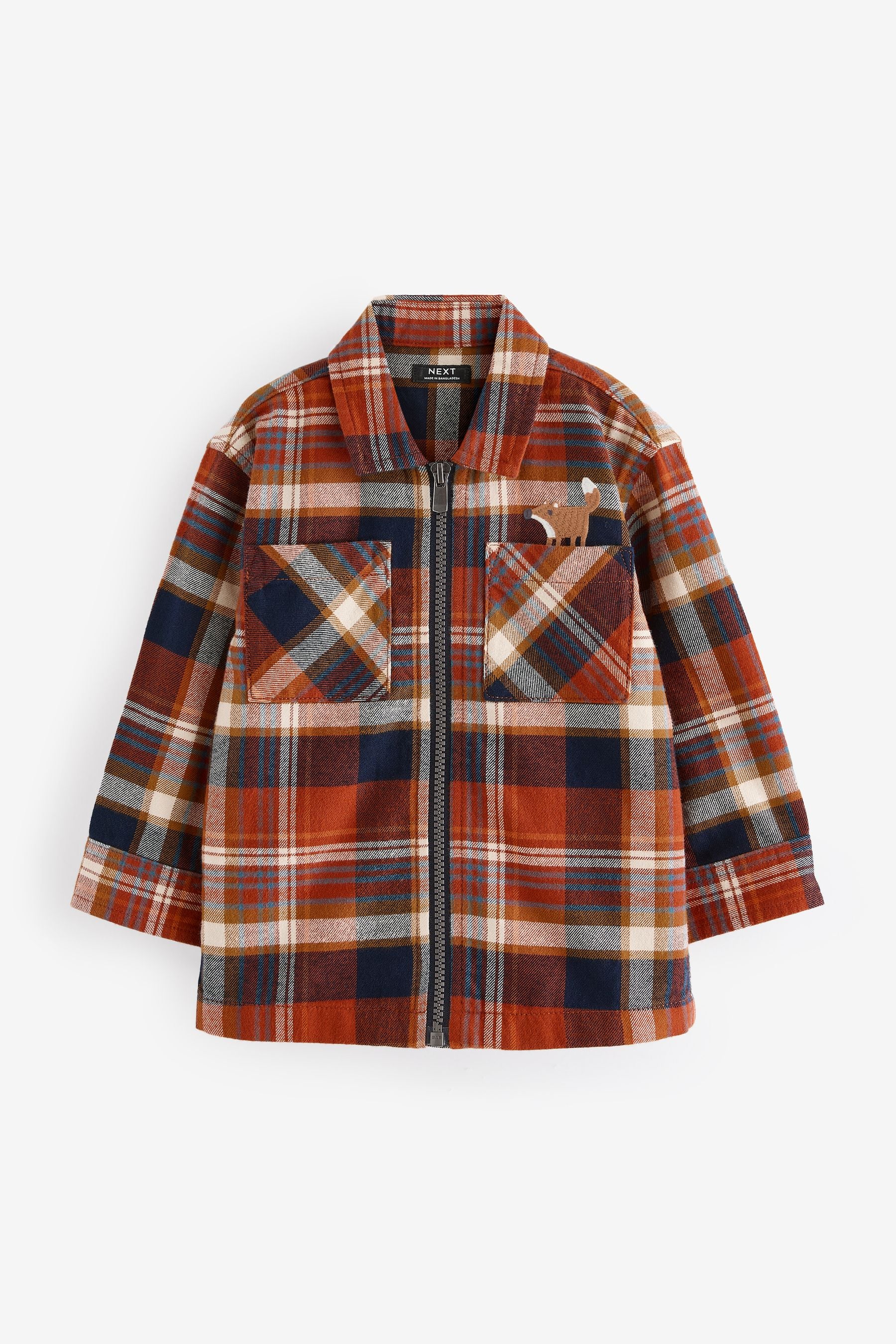 Orange Check Long Sleeve Check 100% Cotton Shirt (3mths-7yrs)