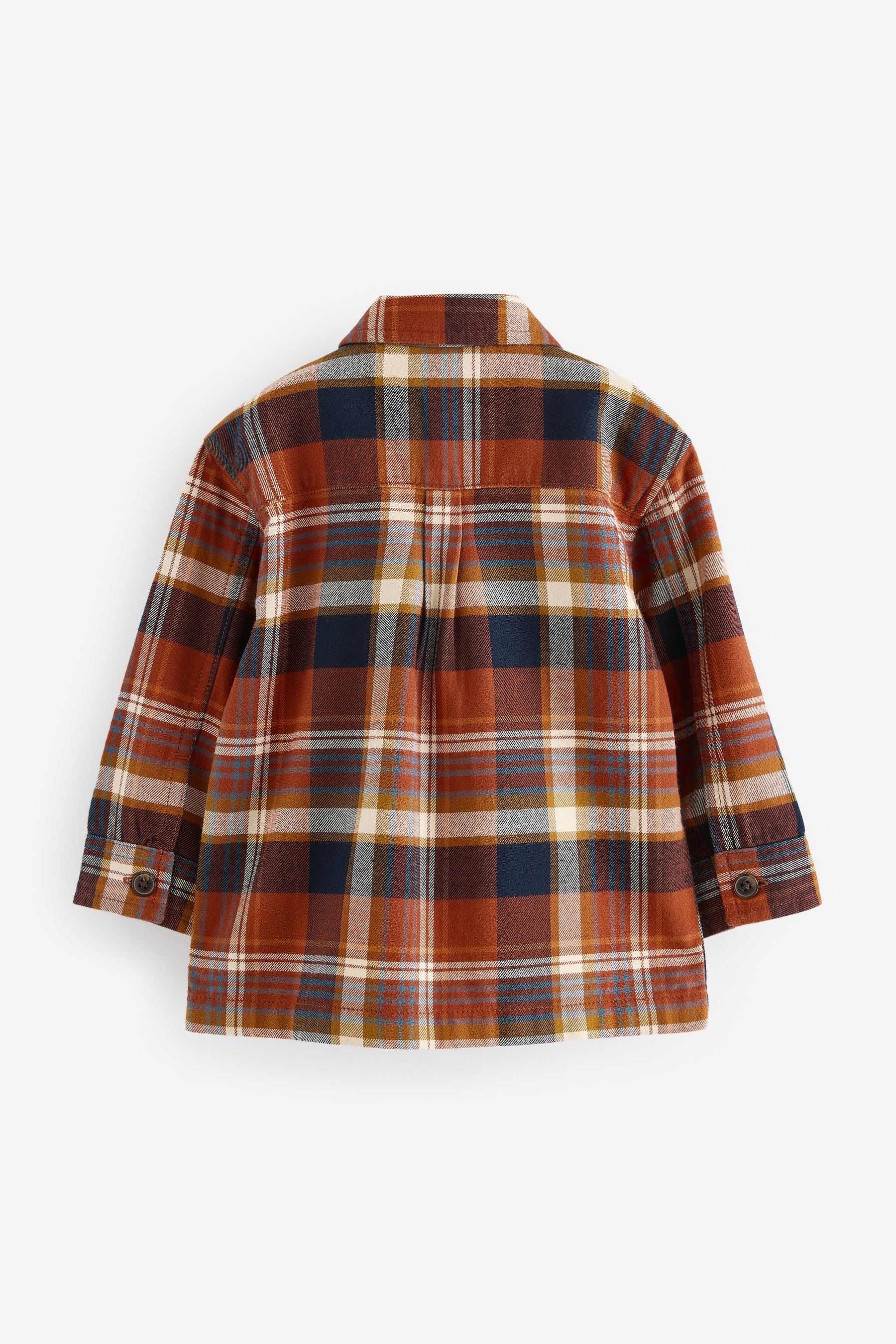 Orange Check Long Sleeve Check 100% Cotton Shirt (3mths-7yrs)